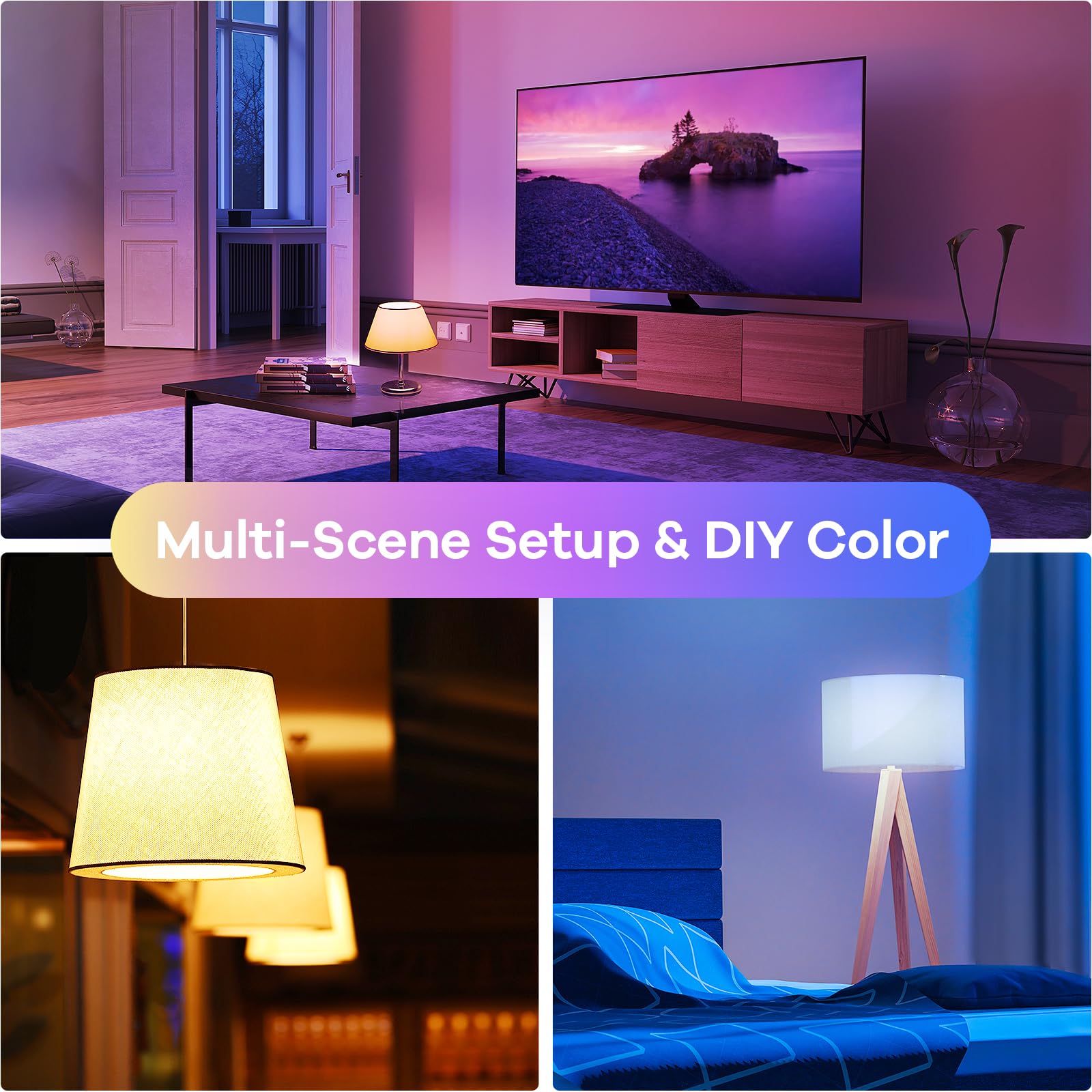 Linkind Matter Smart Light Bulb, BR30 Smart Bulbs, Recessed LED Color Changing Light Bulbs RGBTW, E26 Smart Flood Light Bulbs 650LM 60W Work with Alexa, Apple Home, Google Home, SmartThings, 4Pack