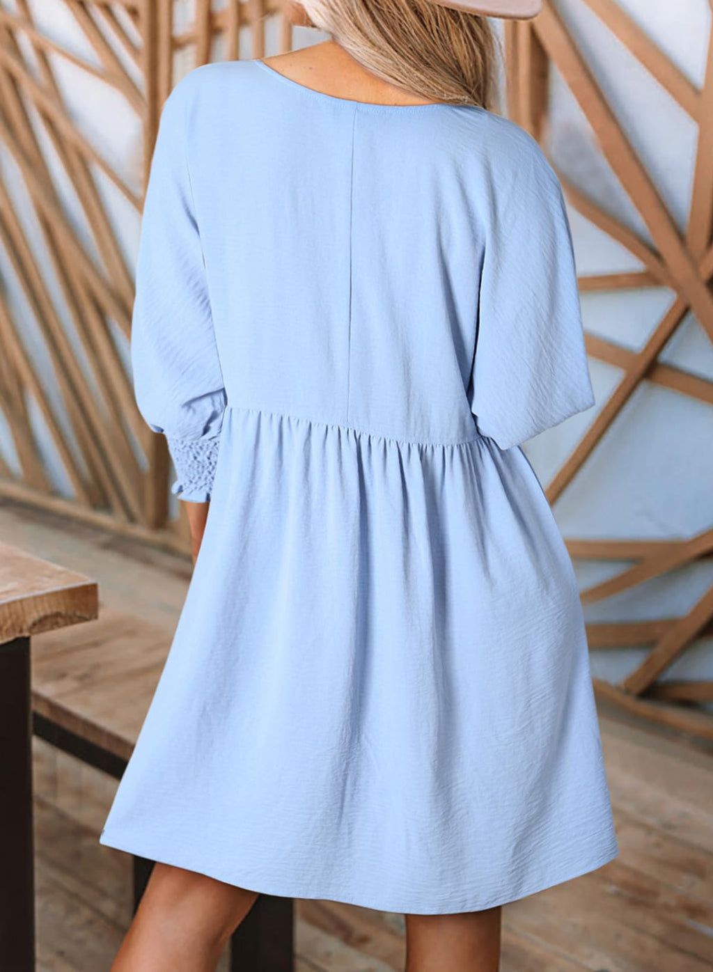 Dokotoo Womens Plus Size Summer Spring Dresses for Women Empire Waist Cute Tunic Babydoll Dress Casual Short Sleeve Flowy Western Cowgirl Country Shirt Dress Church Sky Blue Easter Dresses for Women S