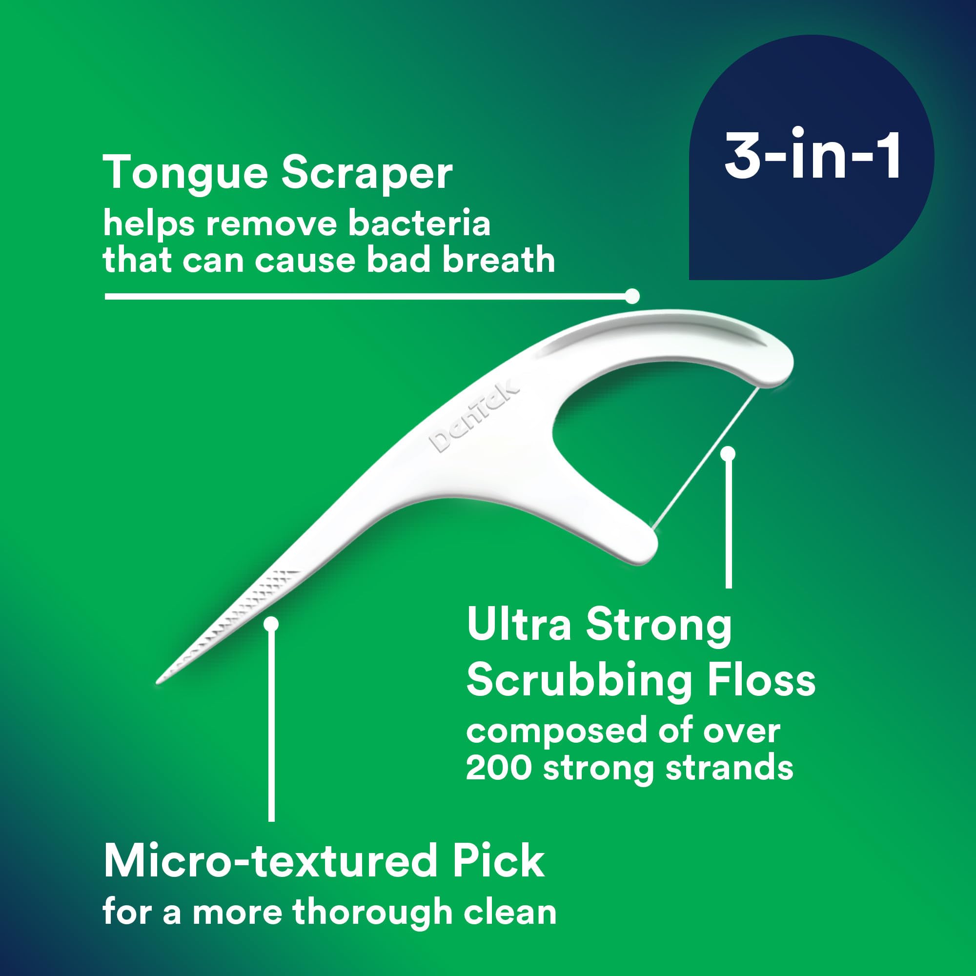 DenTek Advanced Clean Floss Picks with No Break & No Shred Dental Floss, Plaque Remover, 150 Count, Pack of 3