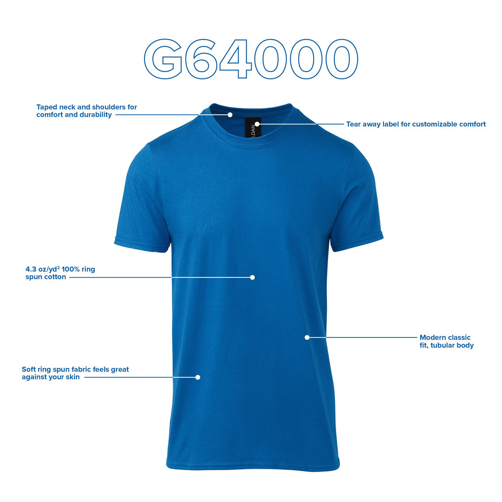Gildan Adult Softstyle Cotton T-Shirt, Style G64000, Multipack, Black (2-Pack), Medium