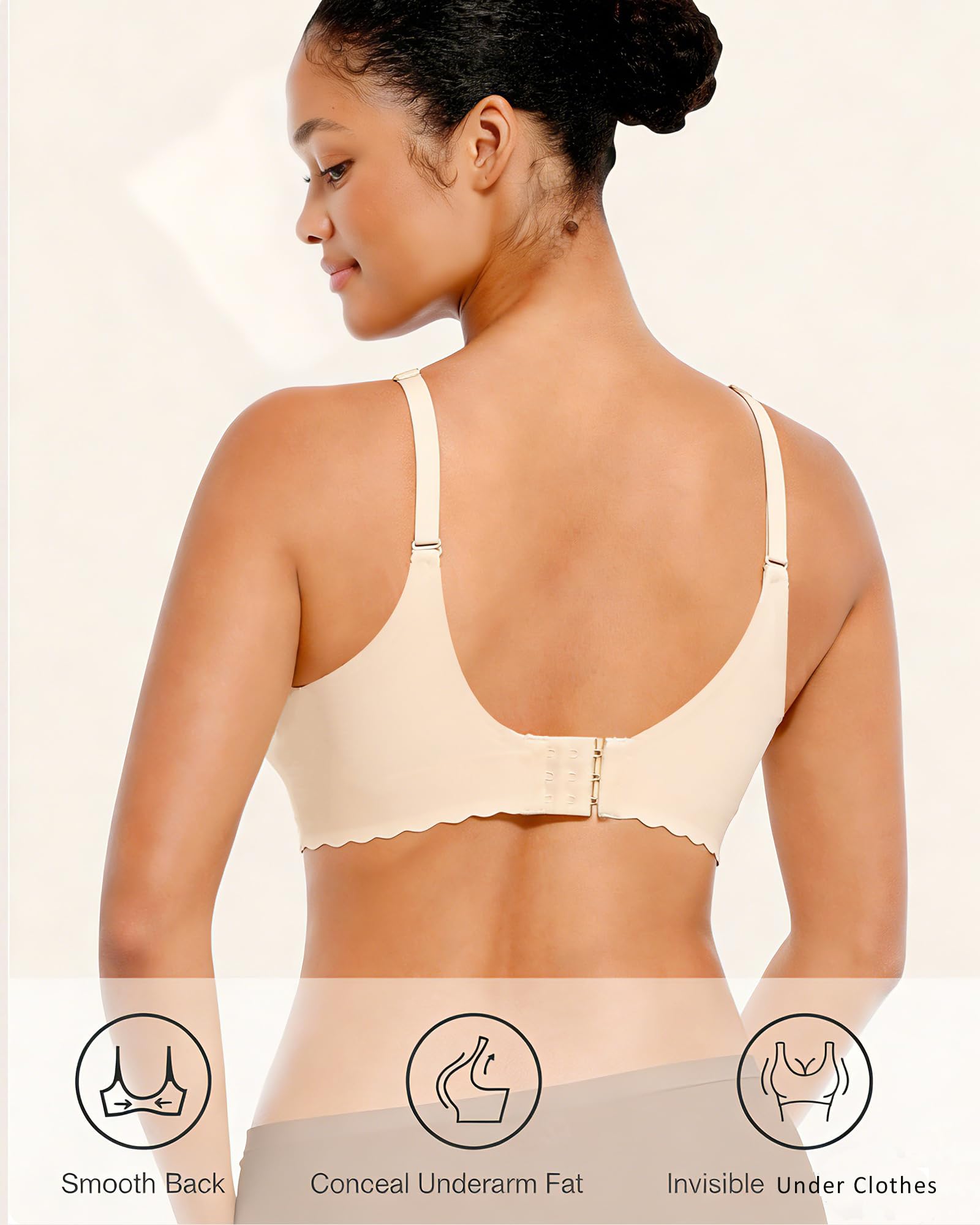 COOL CUTE Jelly Bras for Women Wireless Comfort Bralette for Women Seamless Everyday Bra Soft Support Invisible T-Shirt Bra Nude