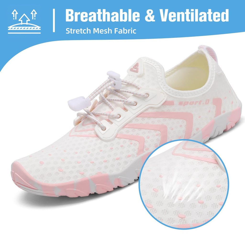 Mishansha Water Shoes for Women Men, Quick-Dry Barefoot Swim Shoes with Drainage Holes, Lightweight Aqua Shoe for Beach Pool River Boating Yoga Walking 6 Women/5 Men Light-Pink