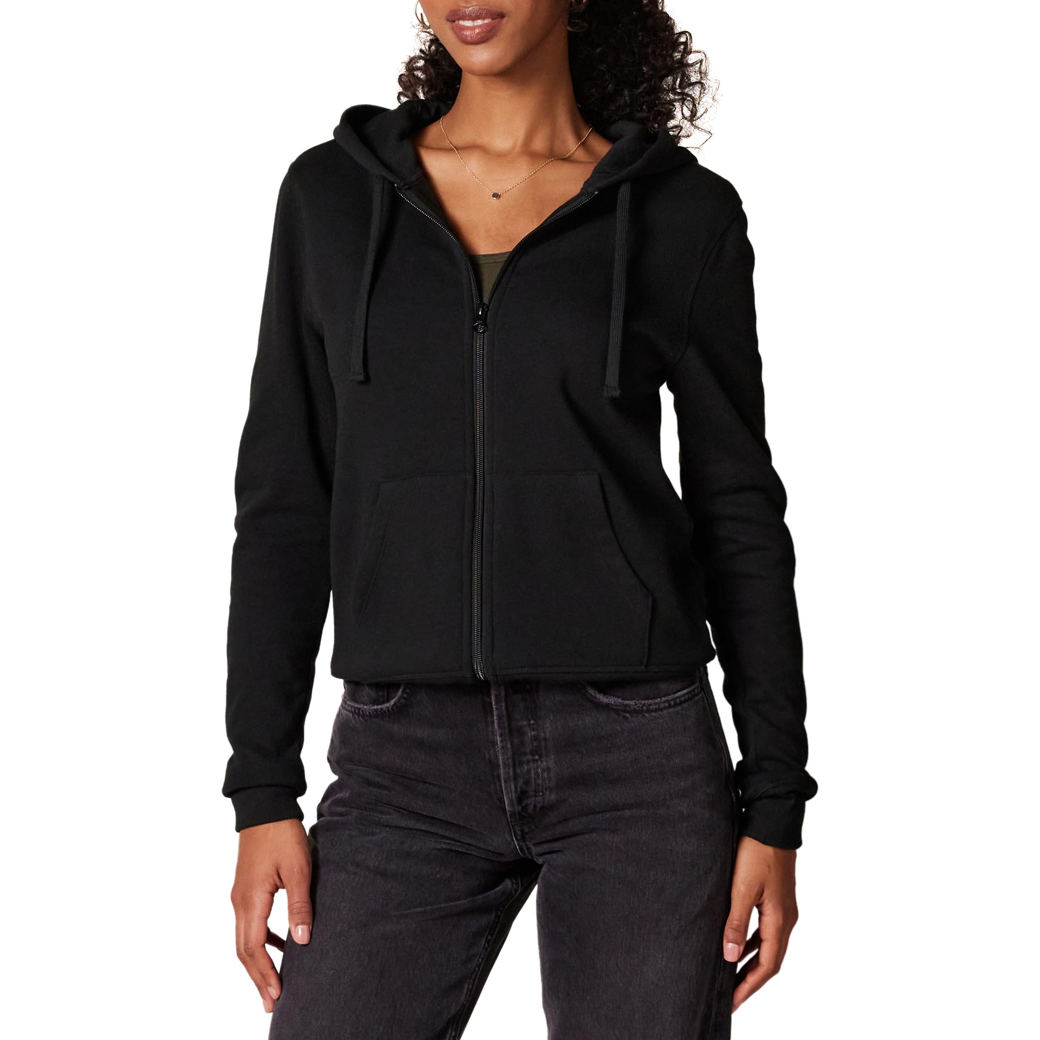 Amazon Essentials Women's Fleece Full-Zip Hoodie (Available in Plus Size), Black, Small