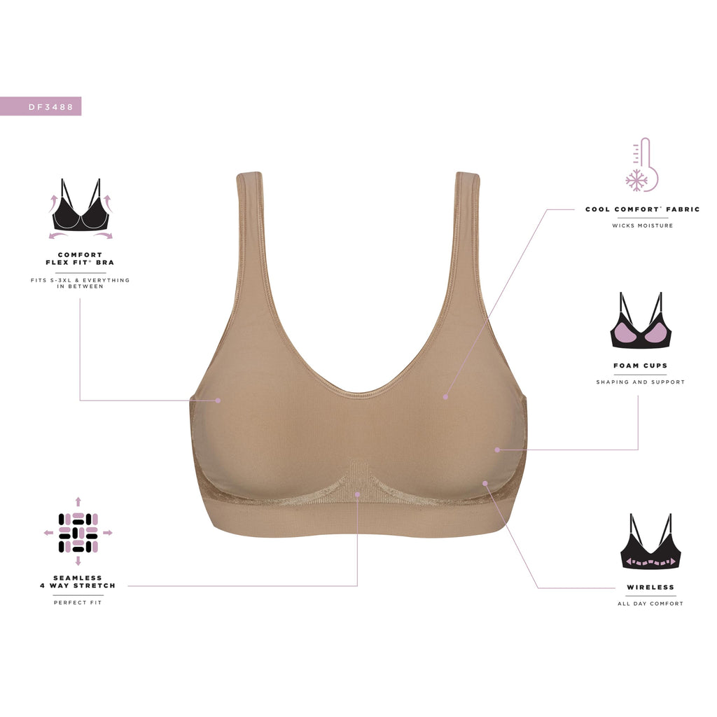 Bali Women's Wireless Bra, Comfort Revolution Full-Coverage Wirefree Bra for Women, Moisture-Wicking