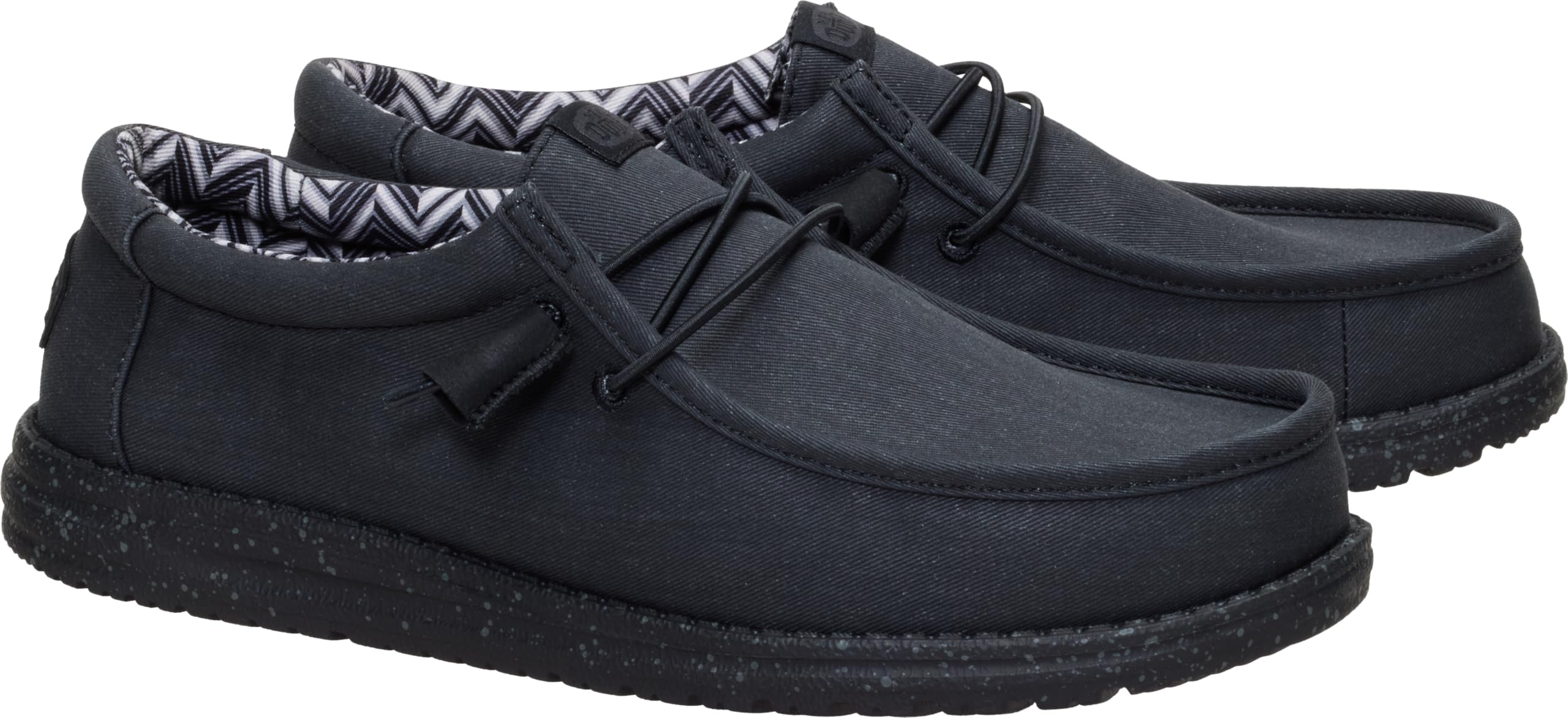 HEYDUDE Men's Wally Stretch Canvas Black/Black