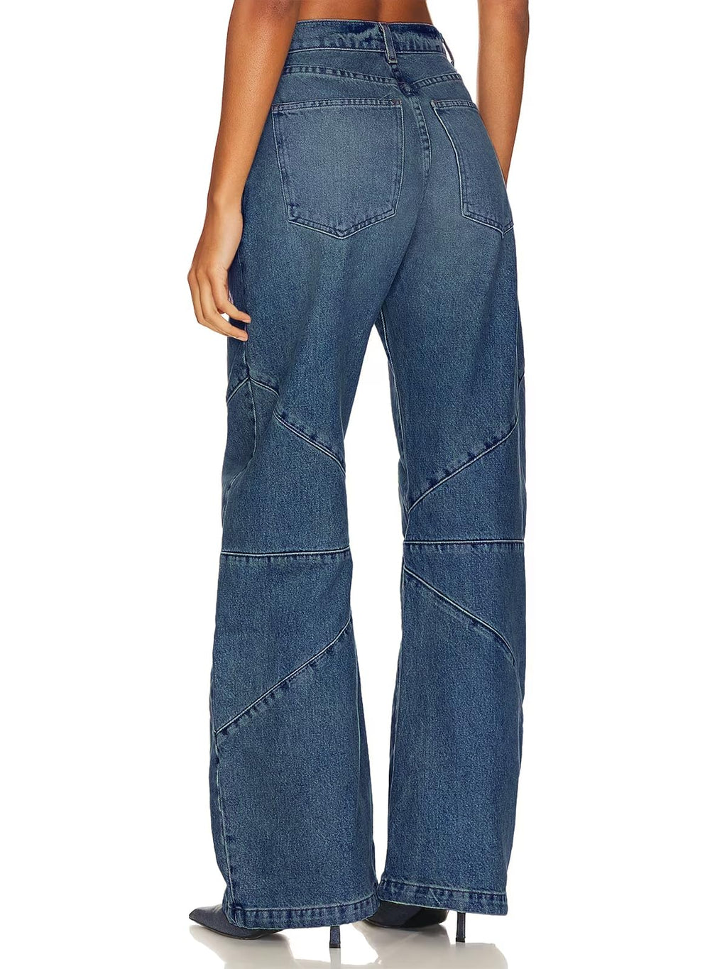 PLNOTME Womens High Waisted Barrel Jeans Casual Loose Boyfriend Wid Leg Denim Pants Blue