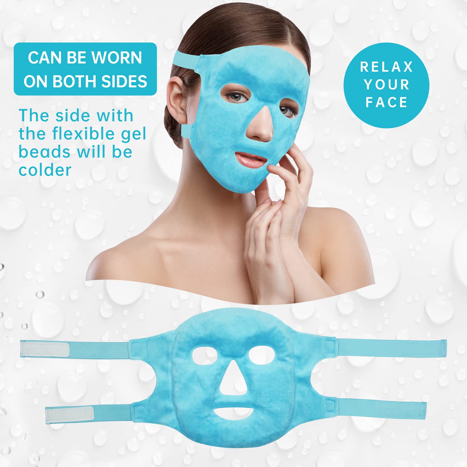 Cold Face Eye Mask Ice Pack Reduce Facial Puff, Dark Circles, Gel Hot Heat Cold Compress Pack, Face SPA Gift for Woman Sleeping, Pressure, Headaches, Skin Care, Post Laser Cosmetic Care[Blue]