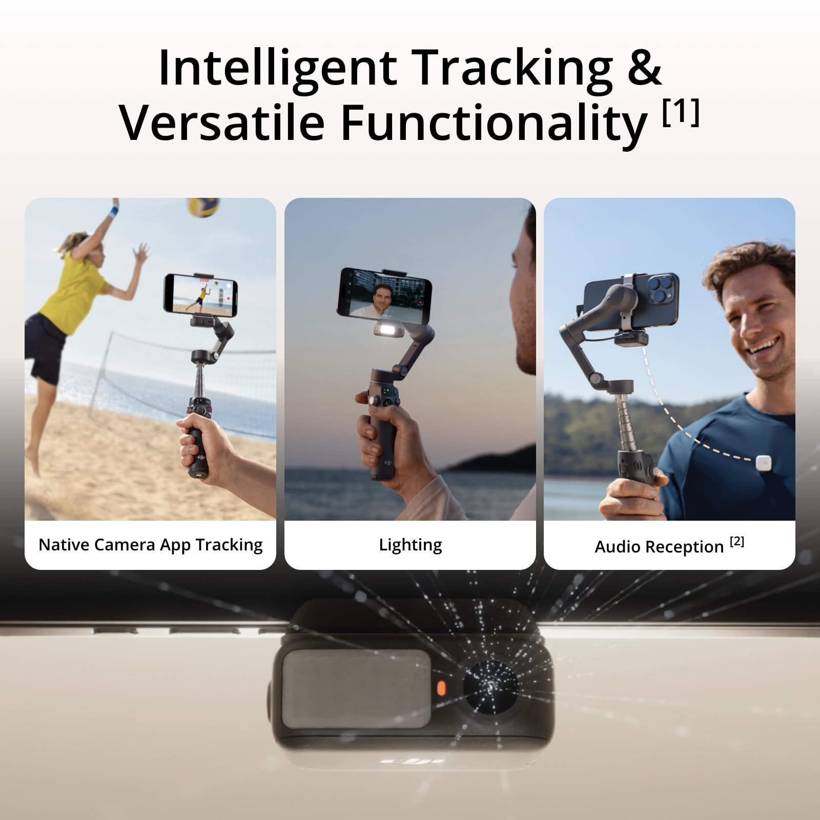 DJI Osmo Mobile 7P Gimbal Stabilizer for iPhone, Android, Native Tracking, Lighting, 3-Axis Phone Gimbal, Quick Launch, One-Tap Edit, Built-in Extension Rod & Tripod, 10hrs Use, Phone Charging