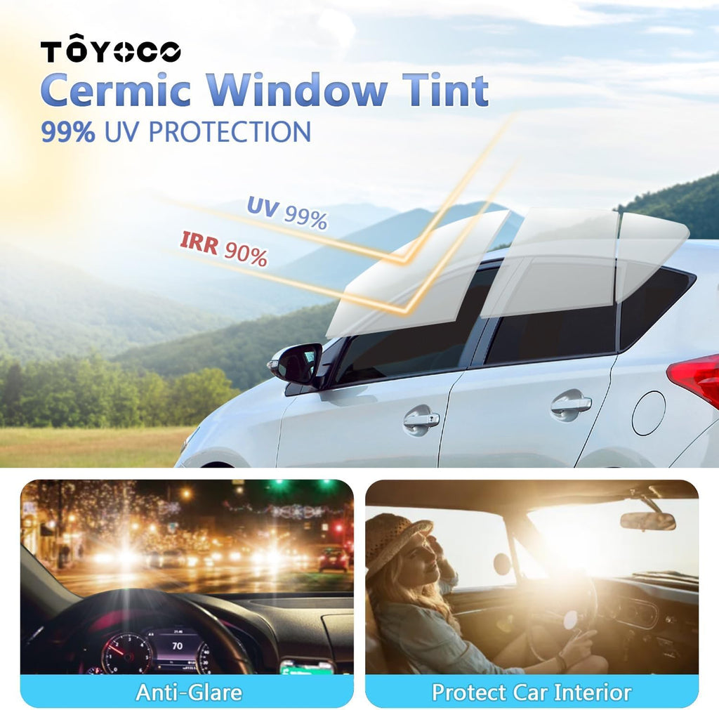 Window Tint Film for Cars, Ceramic Window Tints, Blocks 99% UV & IR Rays, Heat Resistant Anti Glare Film for Windshield, Scratch Resistant Sun Shade Auto Tint Roll (35% VLT, 20in x 10ft)