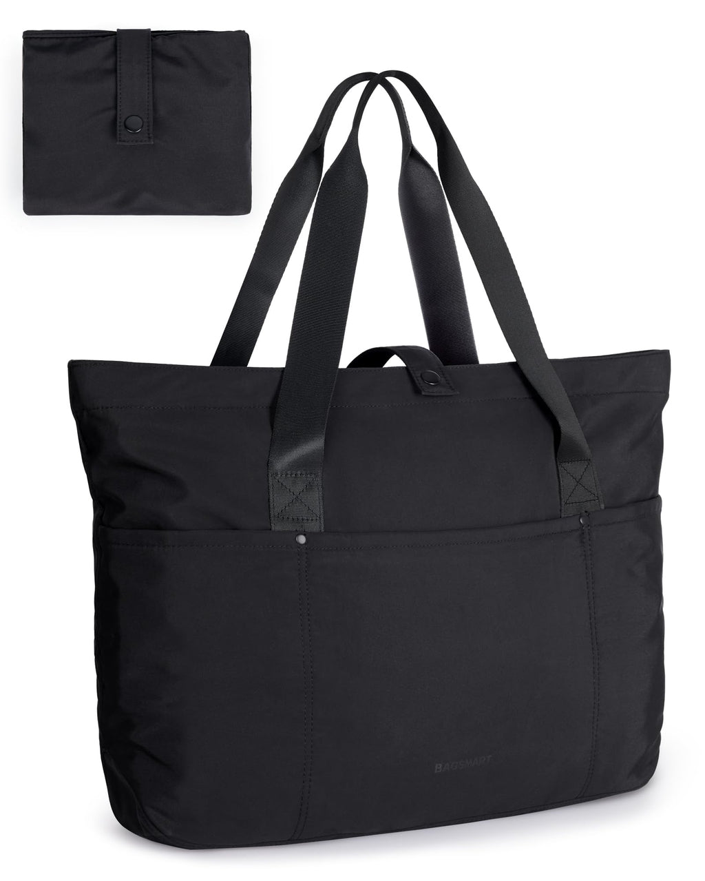 BAGSMART Tote Bag for Women, Foldable Tote Bag With Zipper Travel Large Shoulder Bag Handbag for Work