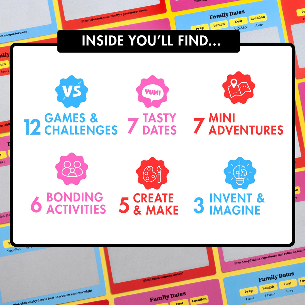 Happy Duo Family Dates 40 Scratch Off Cards – Fun Activities & Date Night Ideas for Kids and Parents – Adventure Card Game for Families – Valentine Gift for Kids & Family Nights