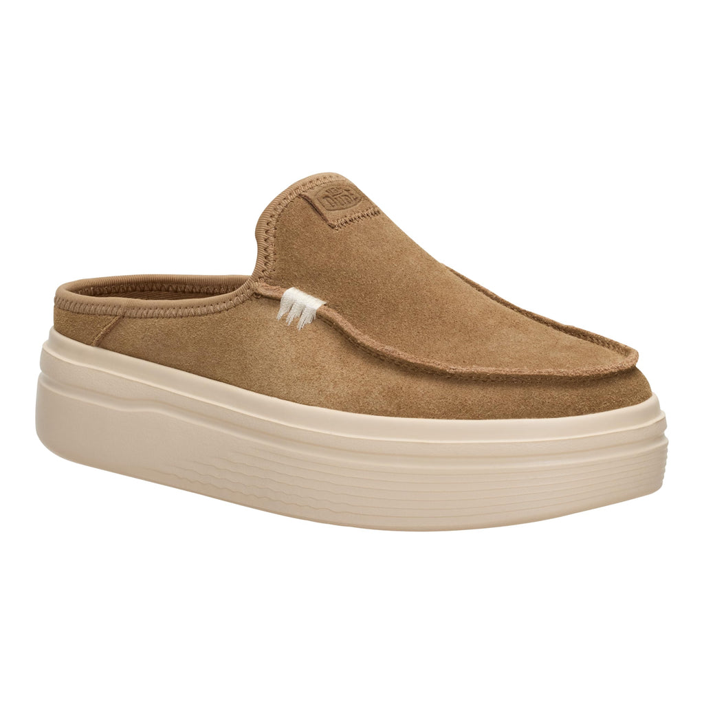 HEYDUDE Women's Austin Lift Platform Mule Light Brown Size 8 | Casual Slip-On Shoes | Lightweight, Comfortable, Stylish Everyday Footwear