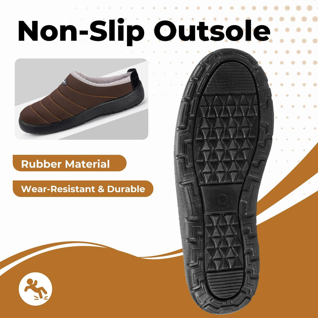 Mishansha Mens Womens House Slippers Warm Fur Lined Winter House Shoes Slip on Cozy Indoor Outdoor Slipper Brown Size 9.5 Women/7.5 Men
