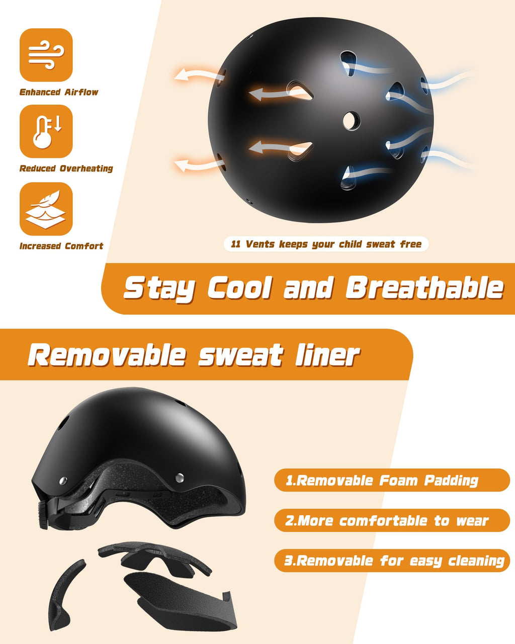 Kids Bike Helmet Set, Adjustable Helmet for Ages 3-10 Year Boys Girls, Pad Set with Knee and Elbow Pads for Bike, Roller, Skating, Scooter, Longboard and More Sports