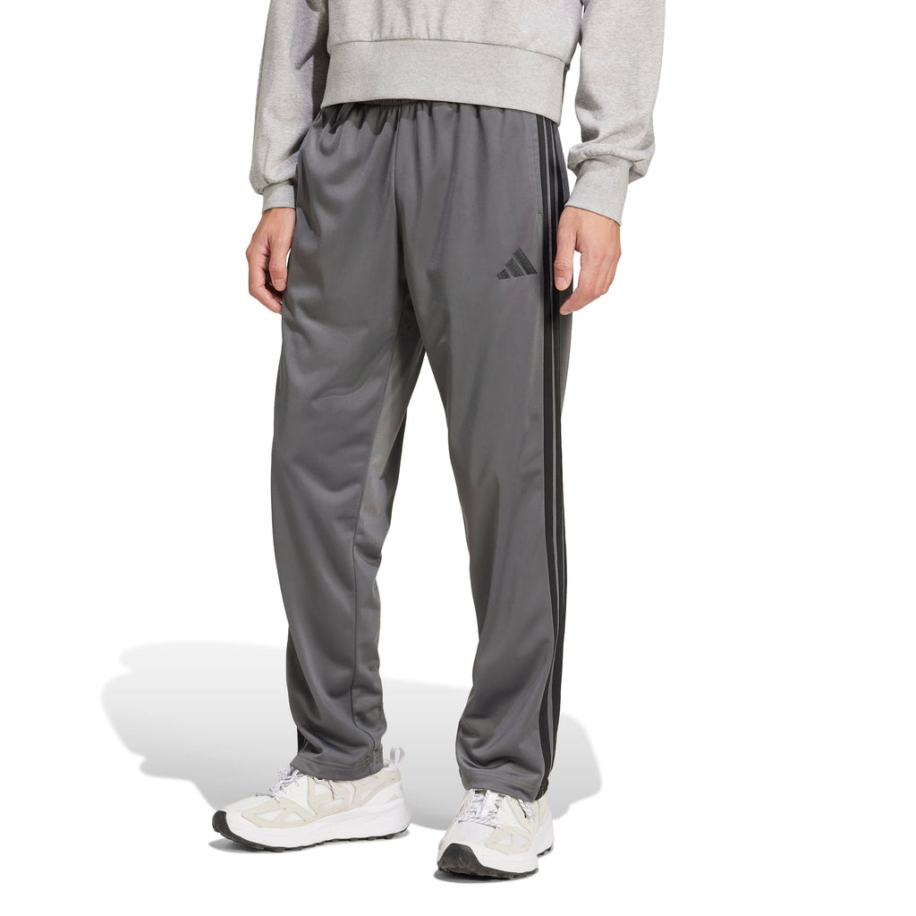 Adidas Mens 3-Stripes Tricot Regular Fit Open Hem Sportswear Track Pants, Solid Grey, Small
