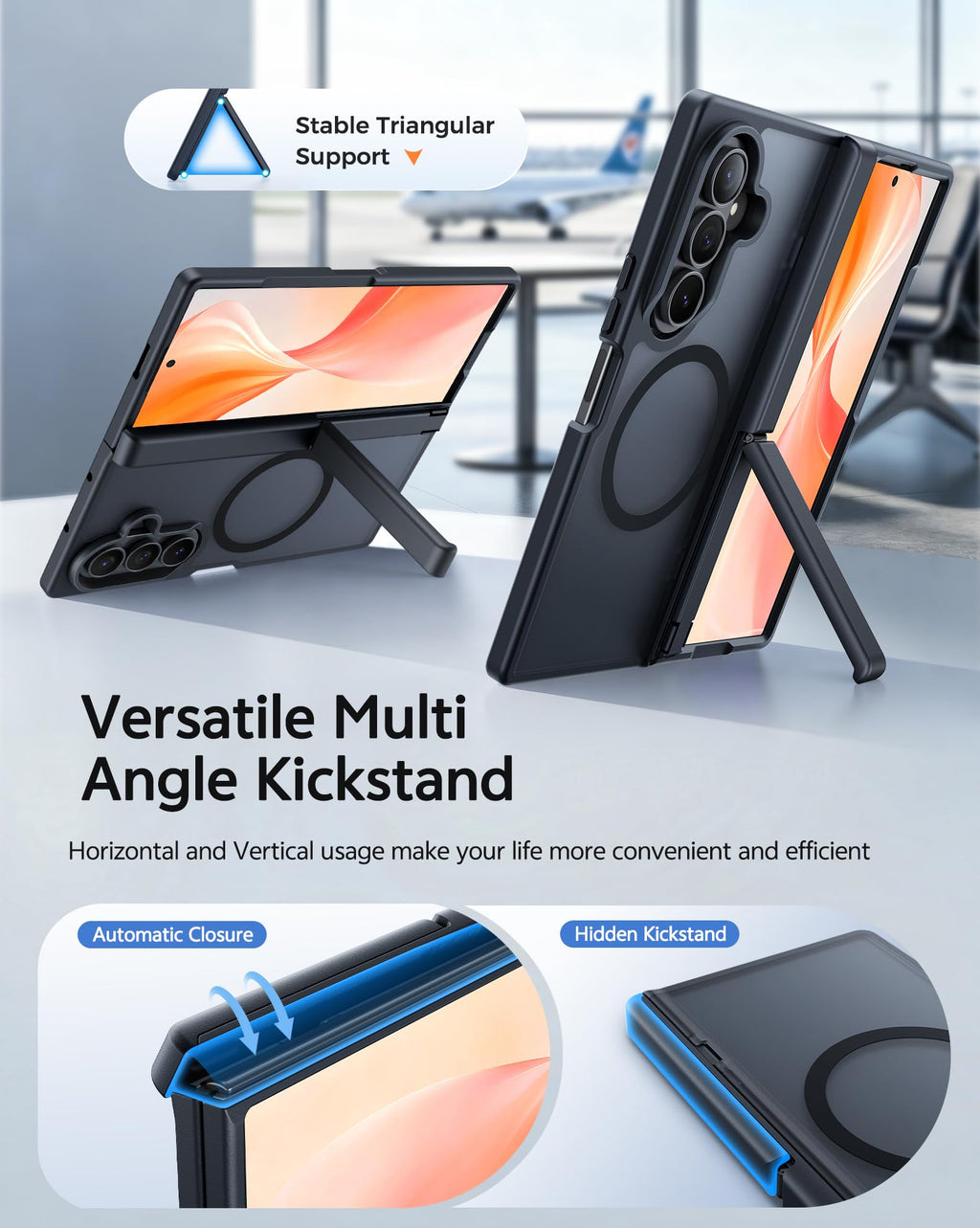 FNTCASE for Z Fold 8 Ultra/Z Fold 7 Case: with Kickstand Hinge Protection