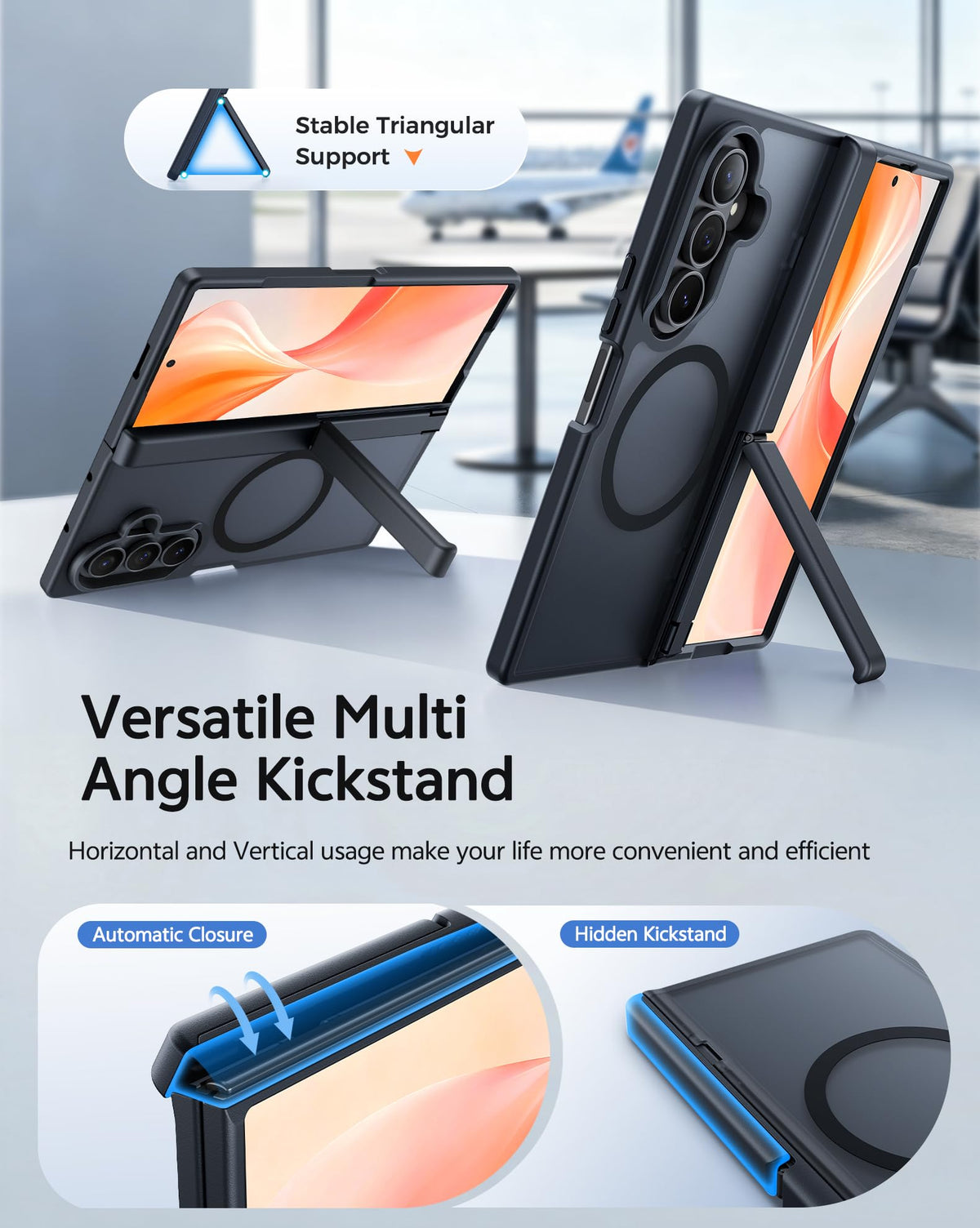 FNTCASE for Z Fold 8 Ultra/Z Fold 7 Case: with Kickstand Hinge Protection