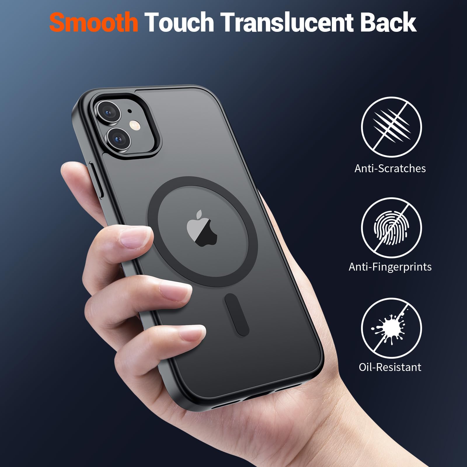 SUPFINE Magnetic for iPhone 11 Phone Case(Compatible with MagSafe)(Military Grade Drop Protection) Translucent Matte Shockproof Phone Cover,Black