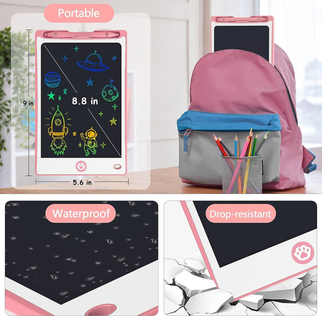 Hockvill LCD Writing Tablet for Kids 8.8 Inch, Toys for Girls Boys Drawing Pad for 3 4 5 6 7 Year Old Kids Toys, Children Gift Easter Basket Stuffer for Kids Toddler Doodle Board Travel Essentials