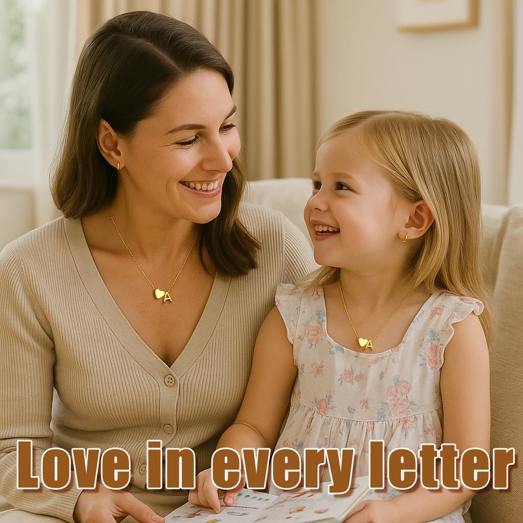 Inerney Gold P Necklace for Girl, Letter P Necklace with Heart Pendant, 14K Gold Plated Initial Jewelry for Women, Dainty Gift for Mom Wife Girlfriend