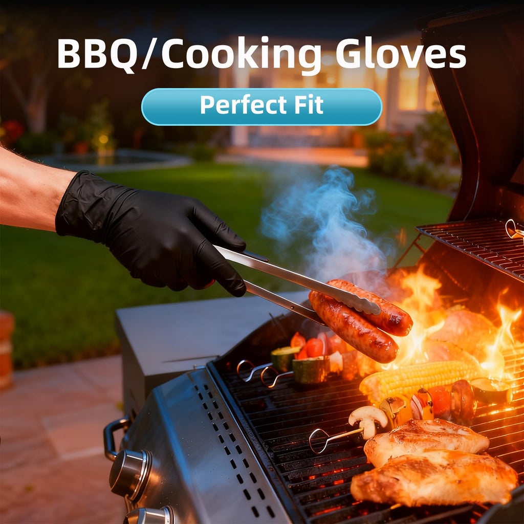 UYKKE Nitrile Gloves Disposable Latex Rubber Cooking Black Gloves Nitrile Gloves XL Black Latex Glove Disposable Latex Cooking Rubber HEAVY DUTY 6 Mil Glove