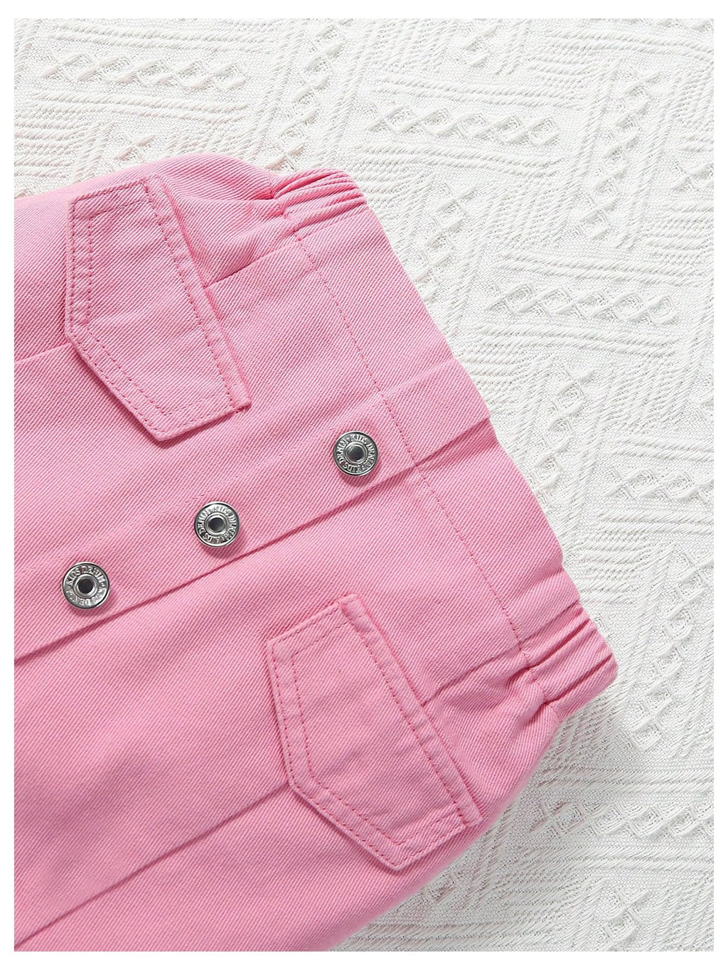 WDIRARA Girl's 2 Piece Outfits Button Front Long Sleeve Denim Jacket and A Line Skirt Set Pink 4Y