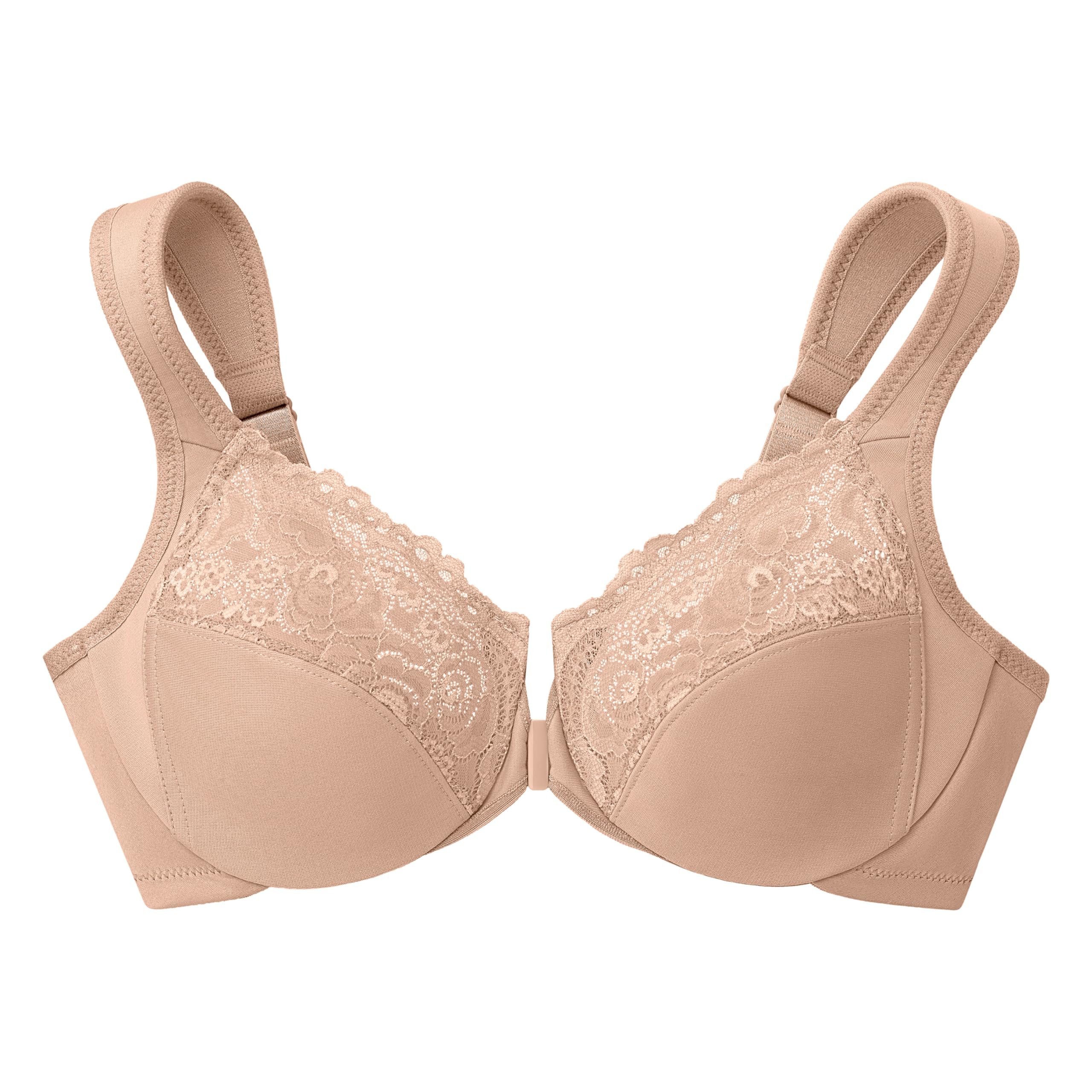Glamorise Full Figure Plus Size Wonderwire Front-Closure Bra Underwire #1245 Café