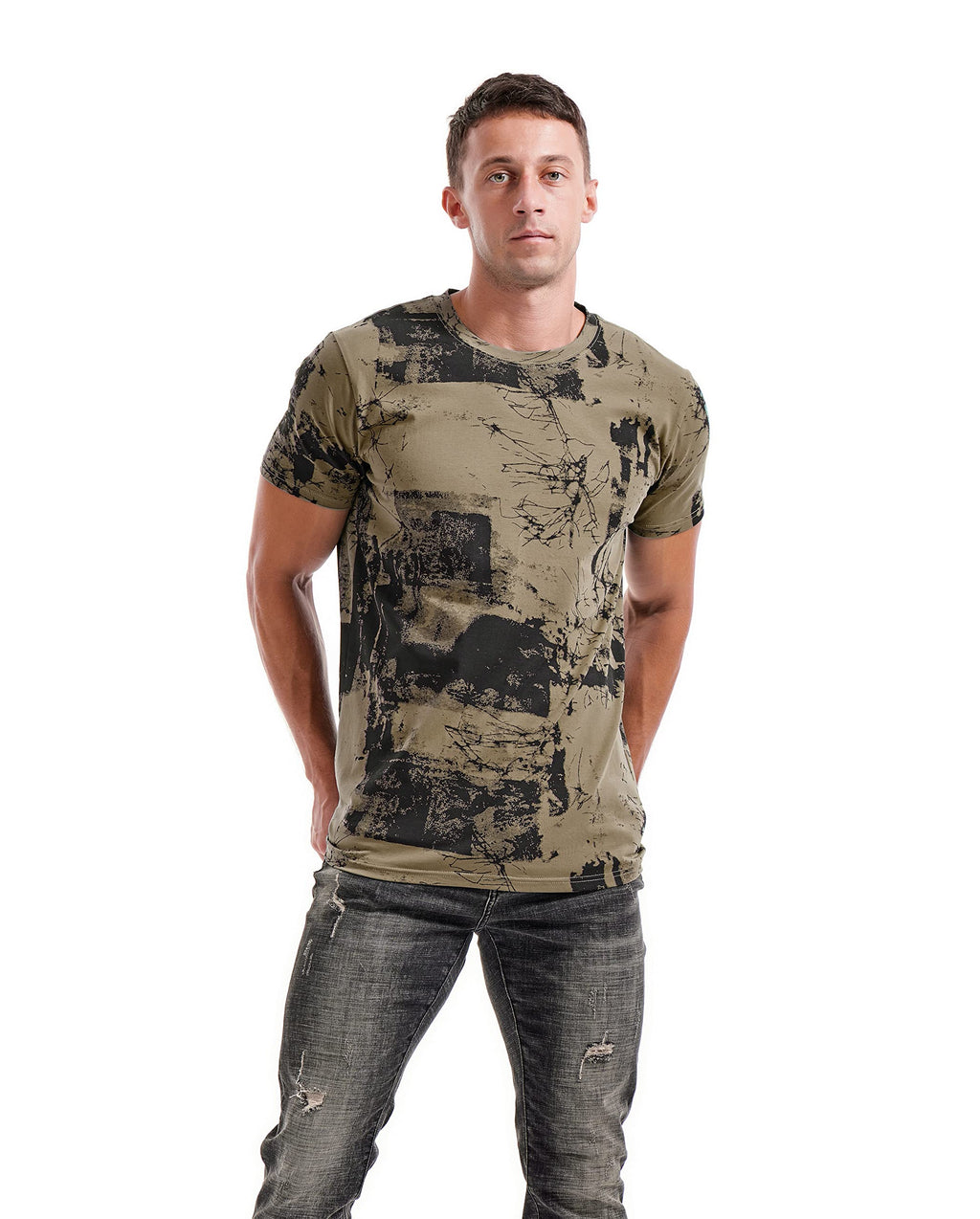 KLIEGOU Mens Hipster Hip-Hop Premiun Tees - Latest Fashion Print T-Shirts Army Green M