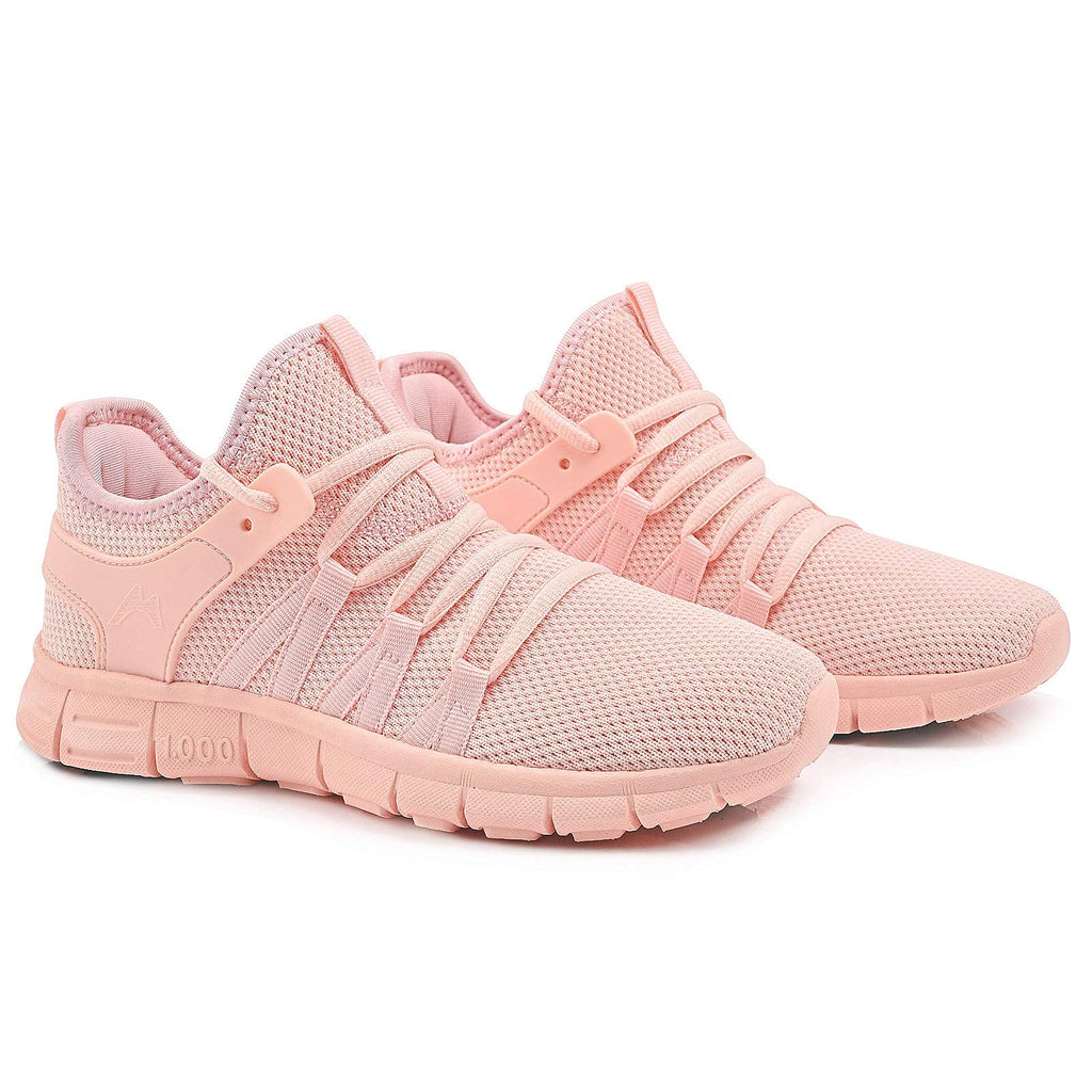 INZCOU Running Shoes Lightweight Tennis Shoes Non Slip Gym Workout Shoes Breathable Mesh Walking Sneakers Pink 8women / 7men