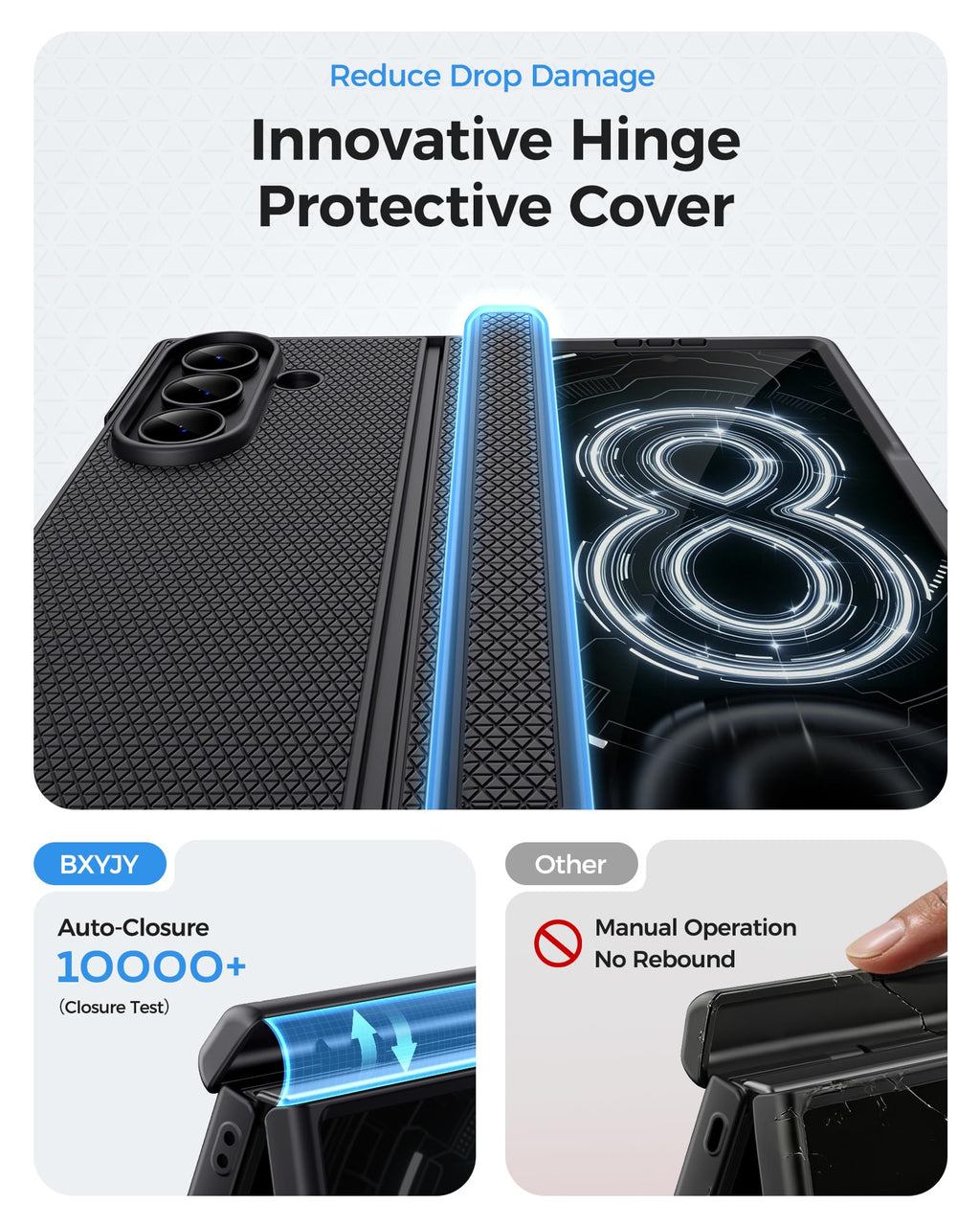 BXYJY for Samsung Galaxy Z Fold 8 Ultra Case with Stand, Black