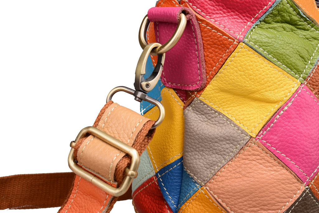 HESHE Leather Hanbags for Women Colorful Tote Purse Large Hobo Shoulder Bag
