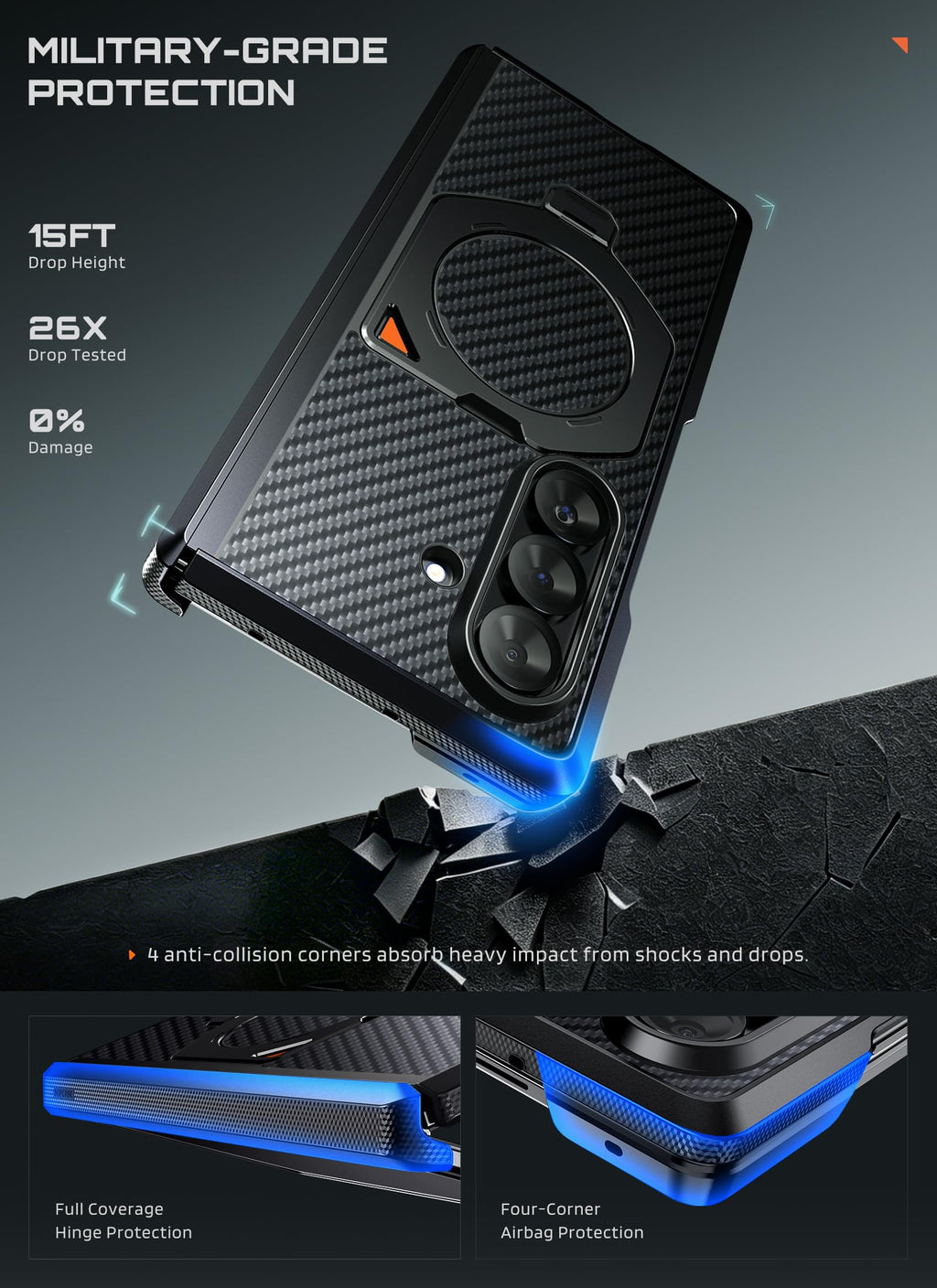 SUPCASE for Samsung Galaxy Z Fold 8 Ultra/Z Fold 7 Case, Aramid Black
