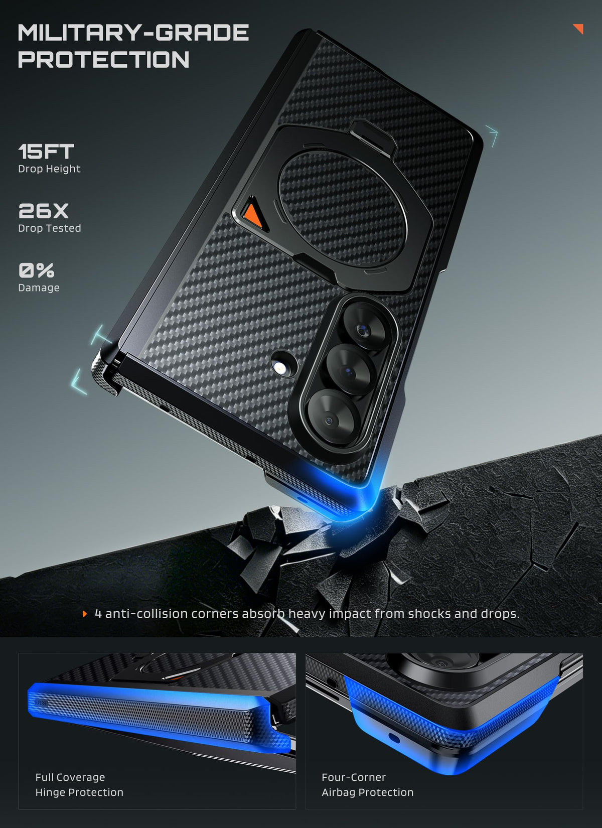 SUPCASE for Samsung Galaxy Z Fold 8 Ultra/Z Fold 7 Case, Aramid Black