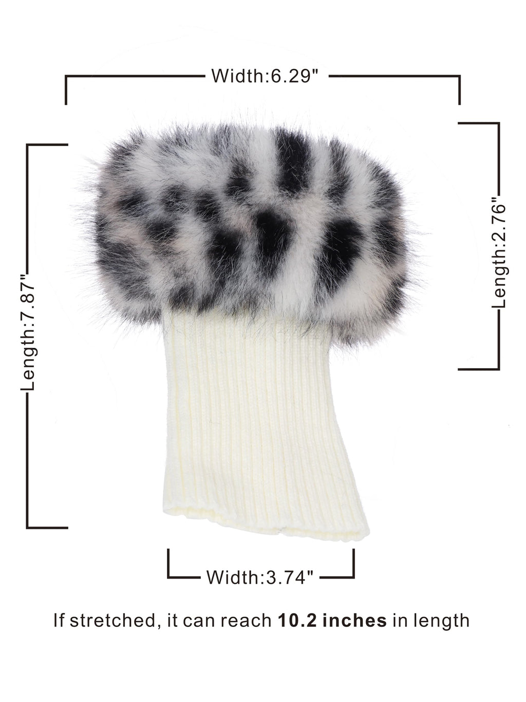 LA CARRIE Women Faux Fur Plush Leg Warmers Short Furry Fuzzy Leg Cuffs Girls Winter Knitted Boot(Black Leopard Printed)