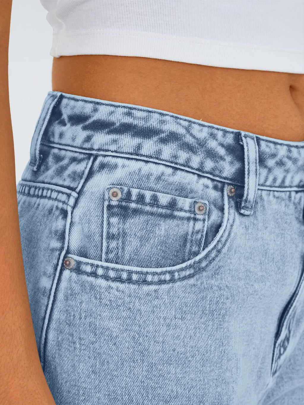 Trendy Queen Women High Waisted Straight Wide Leg Jeans Stretch Baggy Pants