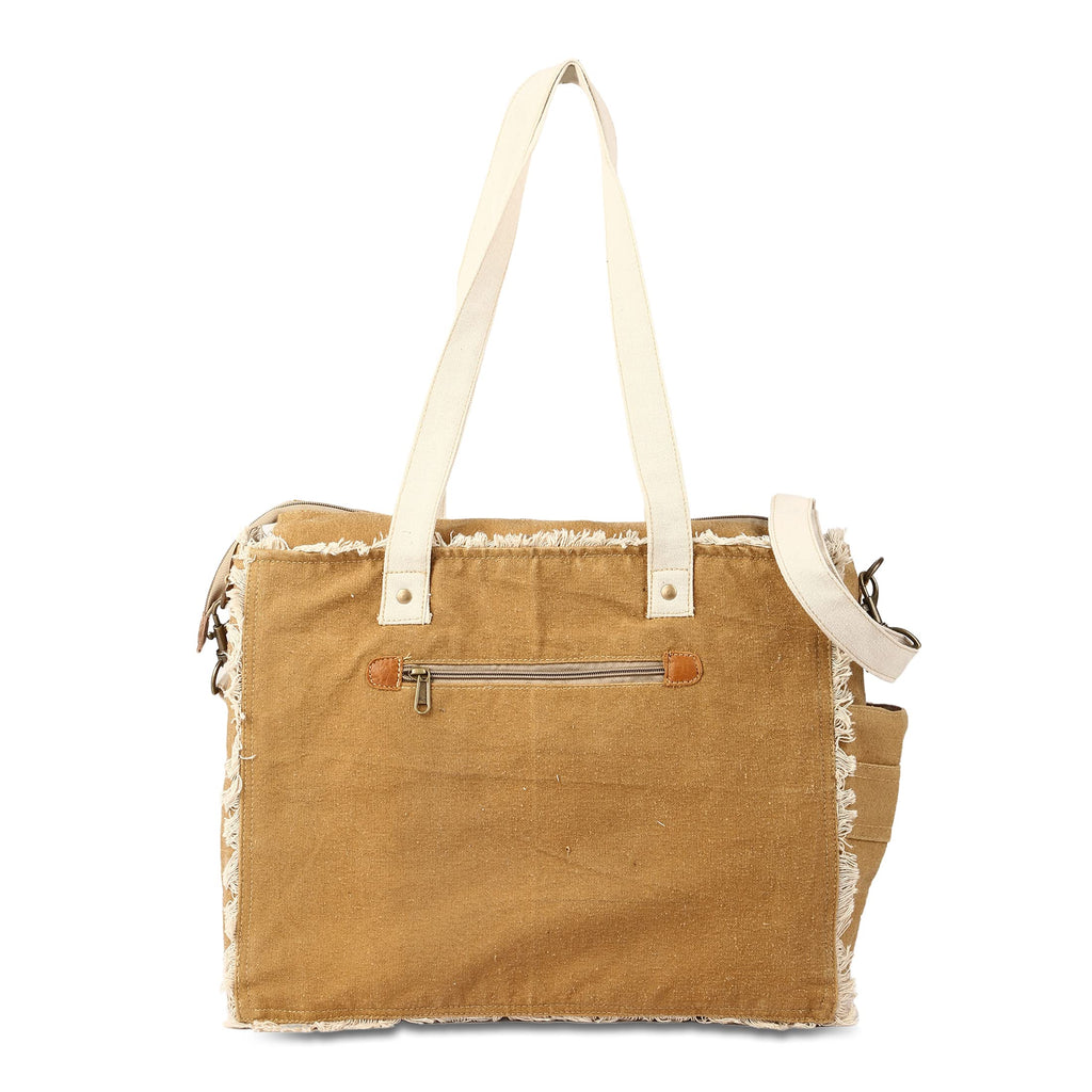 SEL de MER Upcycled Large Canvas Crossbody/shoulder Bag for women with removable shoulder strap canvas tote boho handbag (Khakhi)