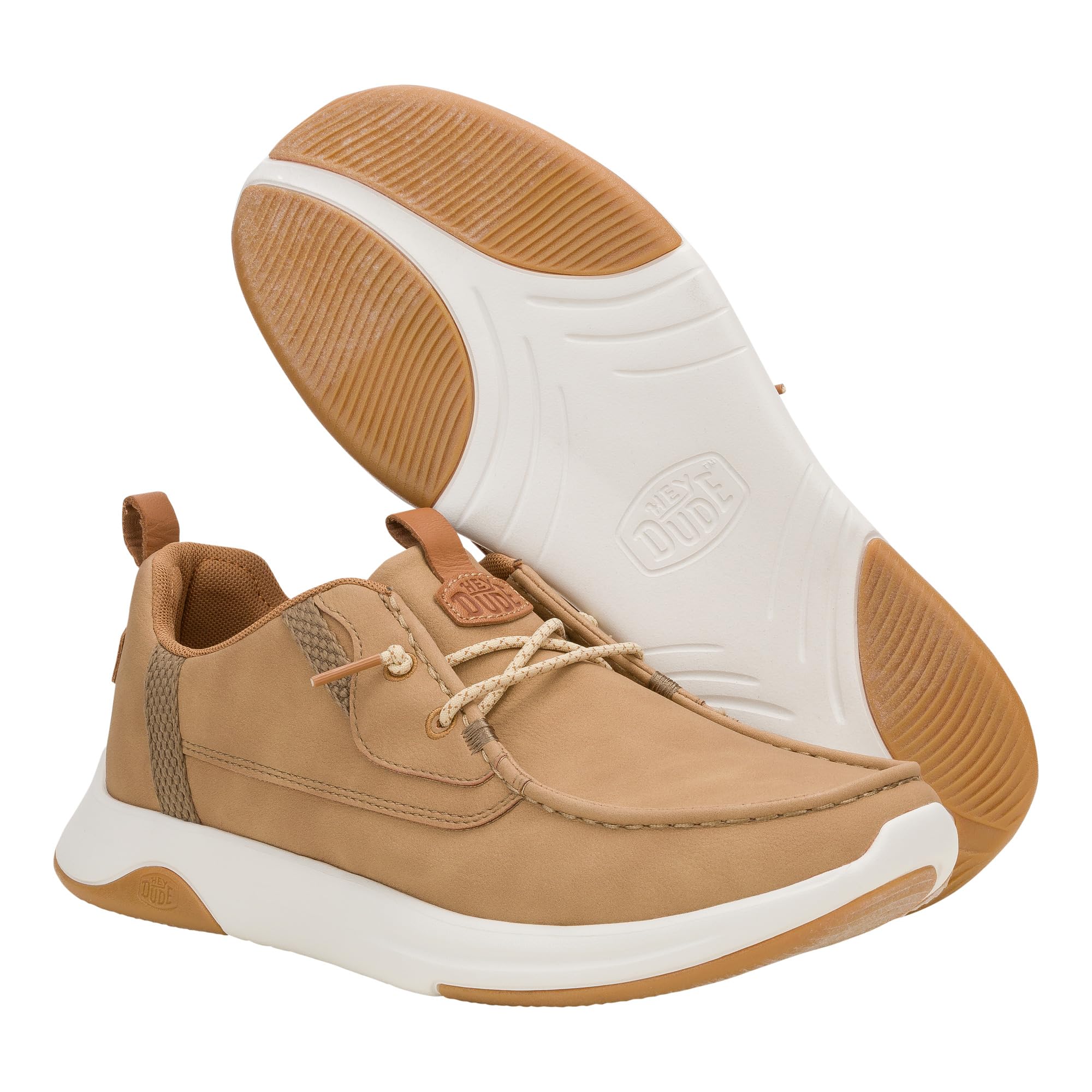HEYDUDE Men’s Wally Drift Classic | Sepia Tint/White Size 11 | Slip On Shoes for Men | Lightweight Loafers | Easy On System | Cushioned Insole