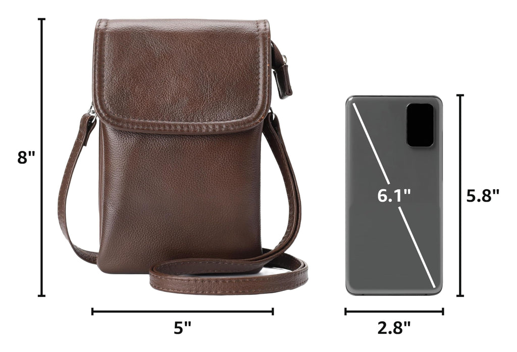 befen Genuine Leather Cell Phone Crossbody Purses for Women, Small Cross Body Bags for Women Travel (Dark Brown)
