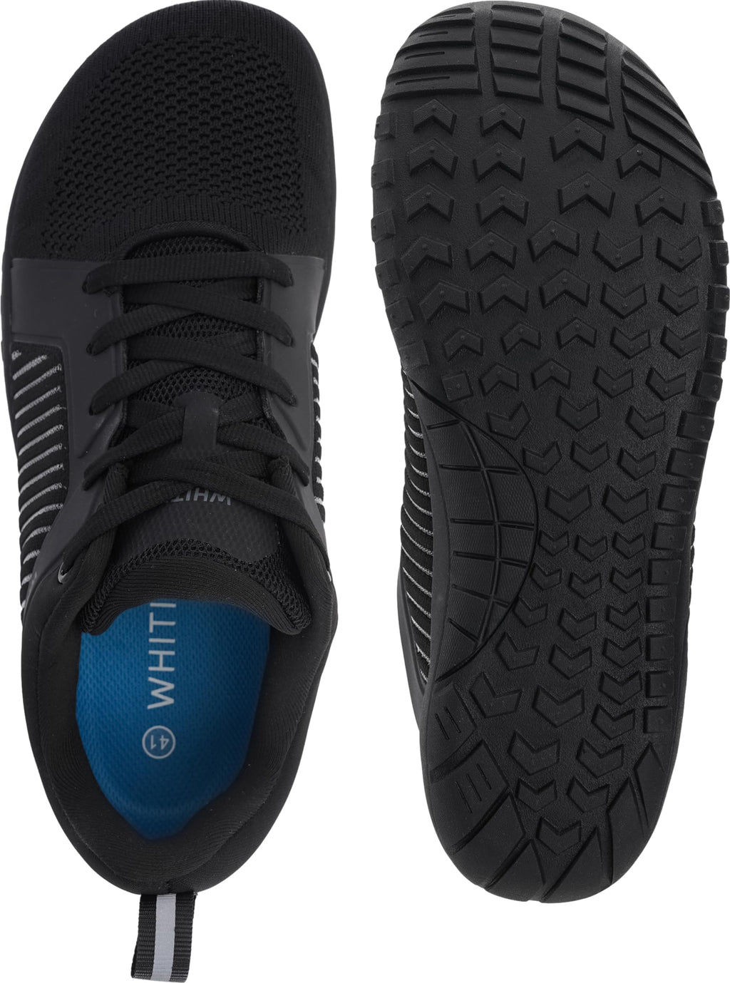 WHITIN Men's Extra Wide Width Barefoot Minimalist Shoes Zero Drop Trail Running Hiking Sneaker Cross Training Walking Gym Workout Lifting All Black 44