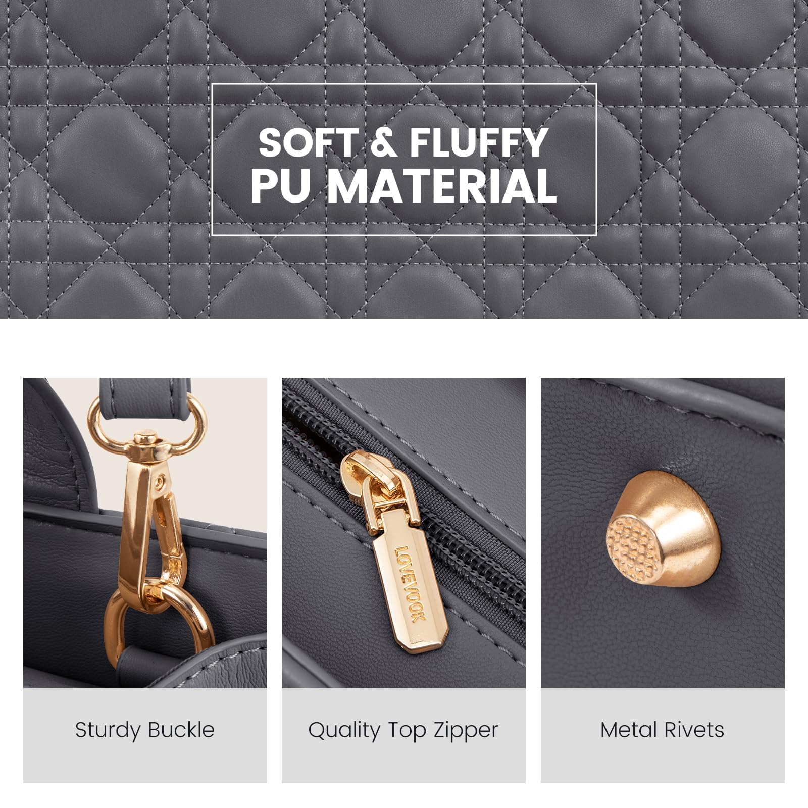 LOVEVOOK Purses and Handbags for Women, Handbags Shoulder Bags Black Purses and PU Leather Top Handles for Lady