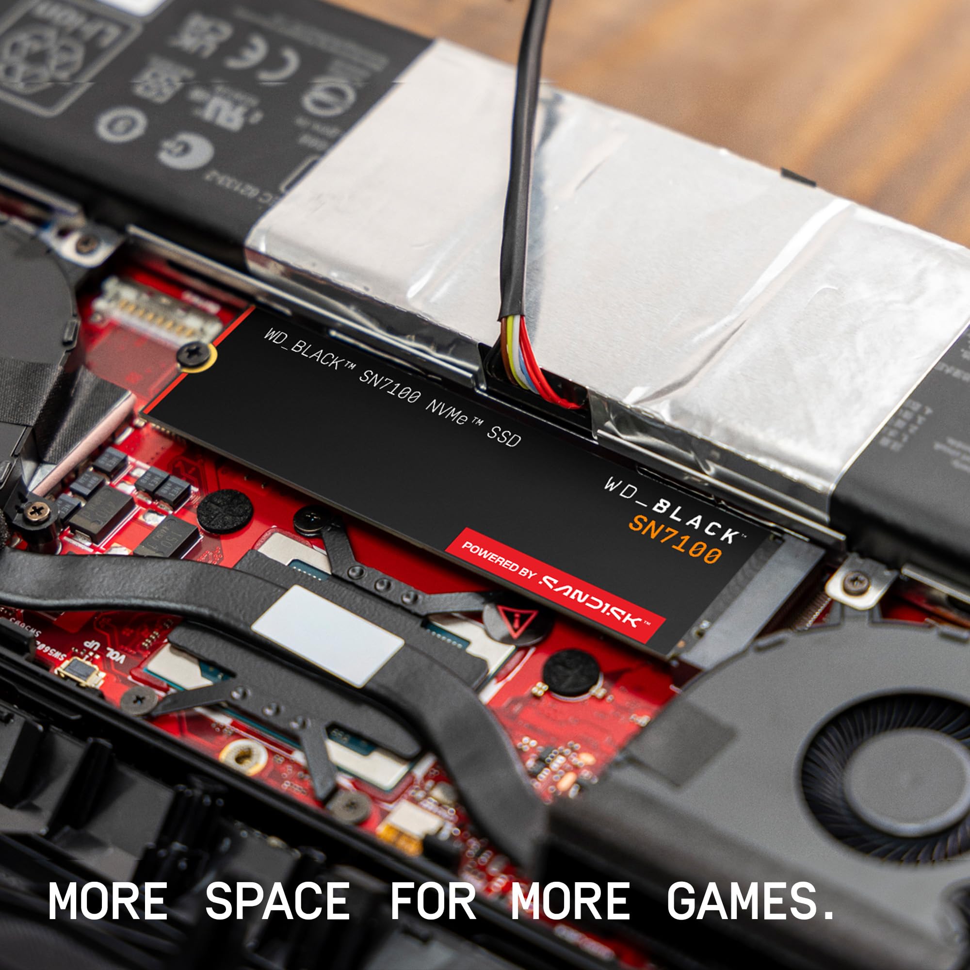 WD_Black SN7100 4TB NVMe SSD - Gen4 PCIe, M.2 2280, Up to 7,000 MB/s Read Speed, Up to 6,700 MB/s Write Speed, Next Gen TLC 3D NAND, for Laptops, Handheld Gaming Devices - WDS400T4X0E