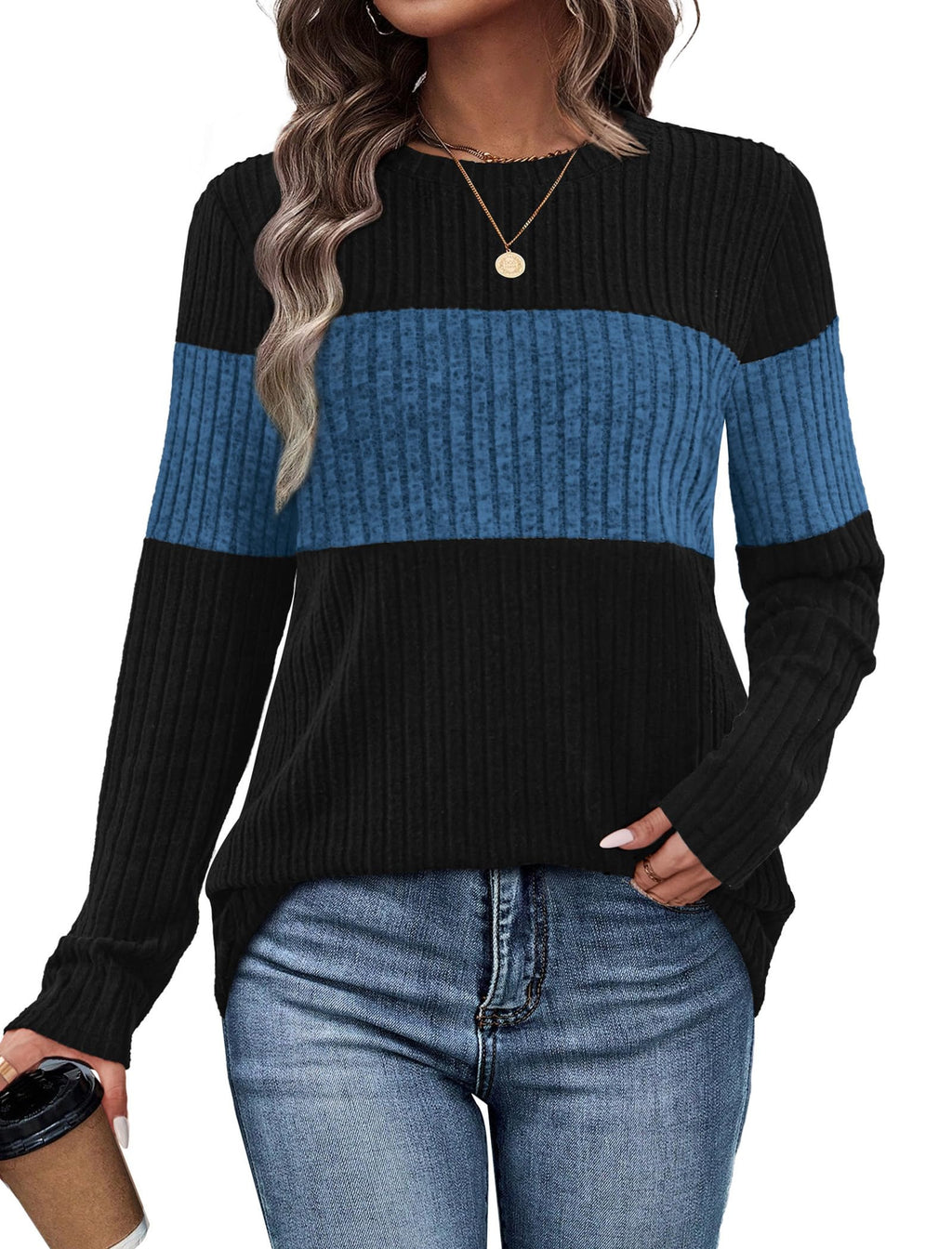WIHOLL Womens Tops Fall Fashion 2025 Winter Clothing Long Sleeve Blouses Maternity Clothes Plus Size Thanksgiving Outfit Women Blue XL
