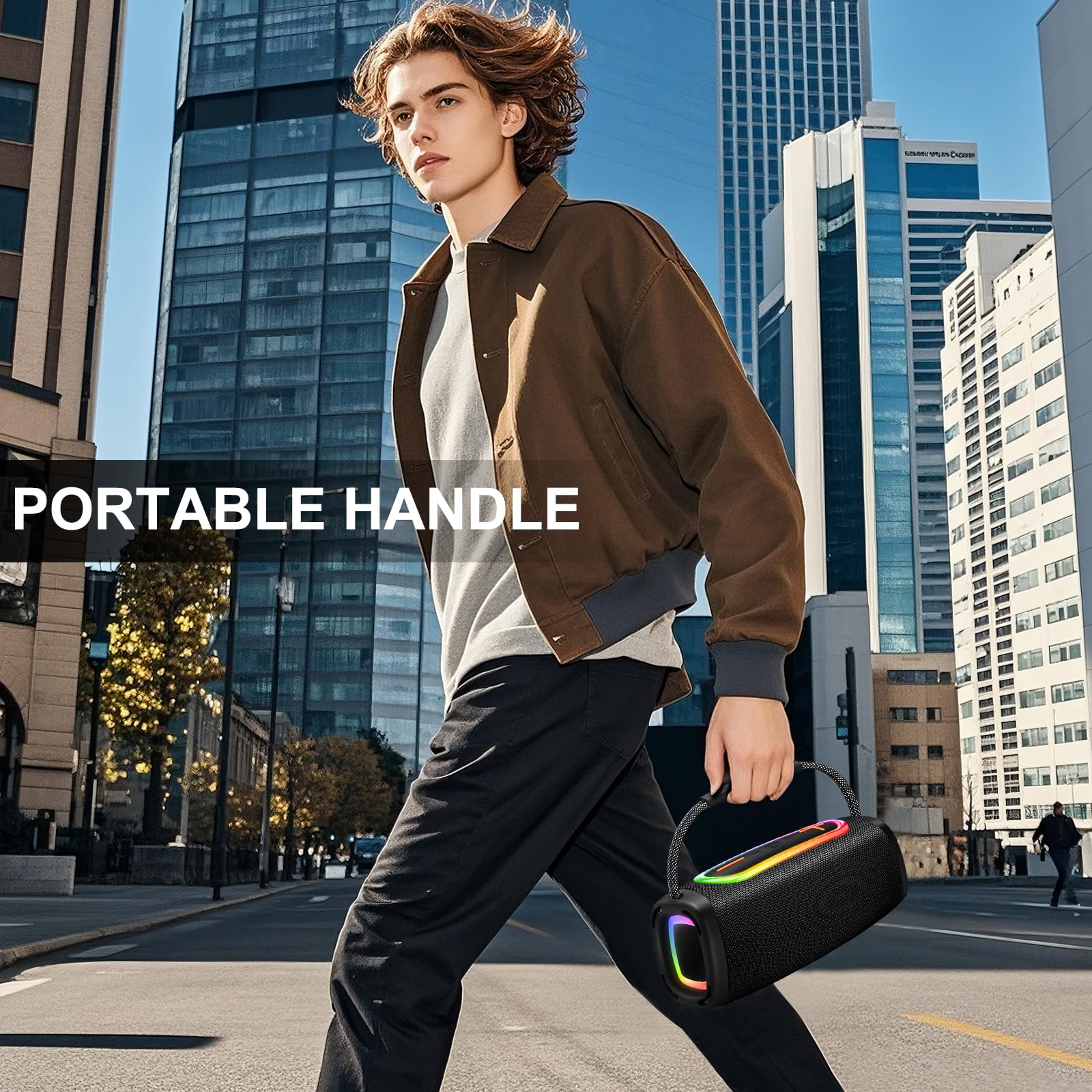 Bluetooth Speaker 6000mAh, 36H Playtime BT5.4 Portable Wireless Speaker with Loud Stereo Sound, IP6 Waterproof, 24W Portable Speaker with RGB Multi-Color Rhythm Lights for Outdoor/Home/Party as Gift