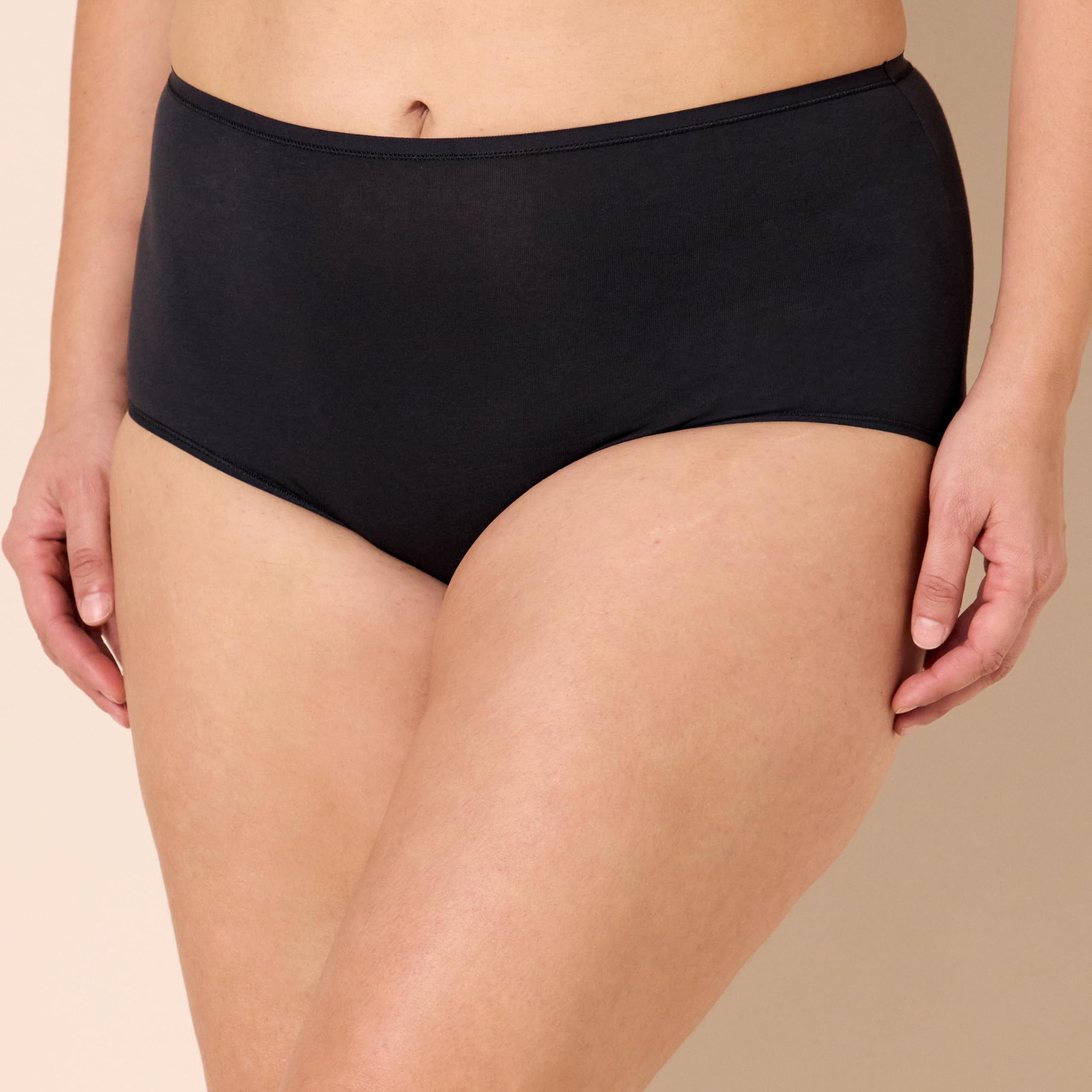 Amazon Essentials Women's Breathable Cotton High Waisted Full Coverage Underwear, Pack of 6, Black/Grey Heather/White, X-Large