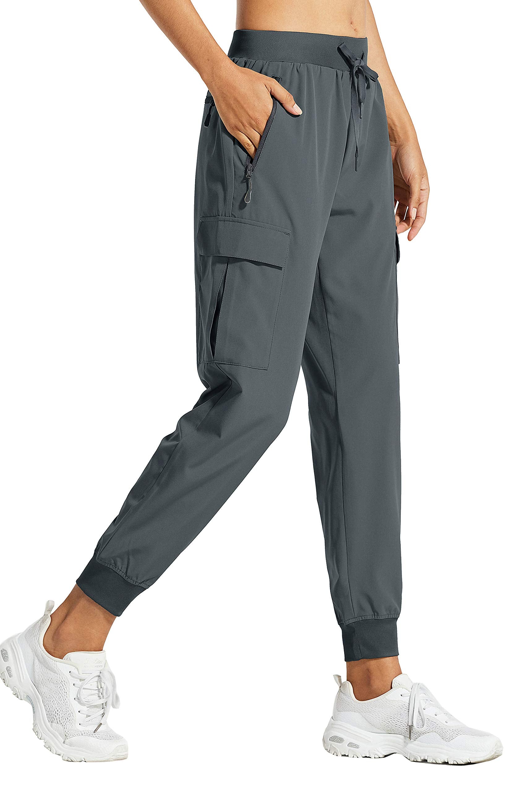 Libin Women's Hiking Cargo Pants Quick Dry Joggers Travel, Steel Gray L