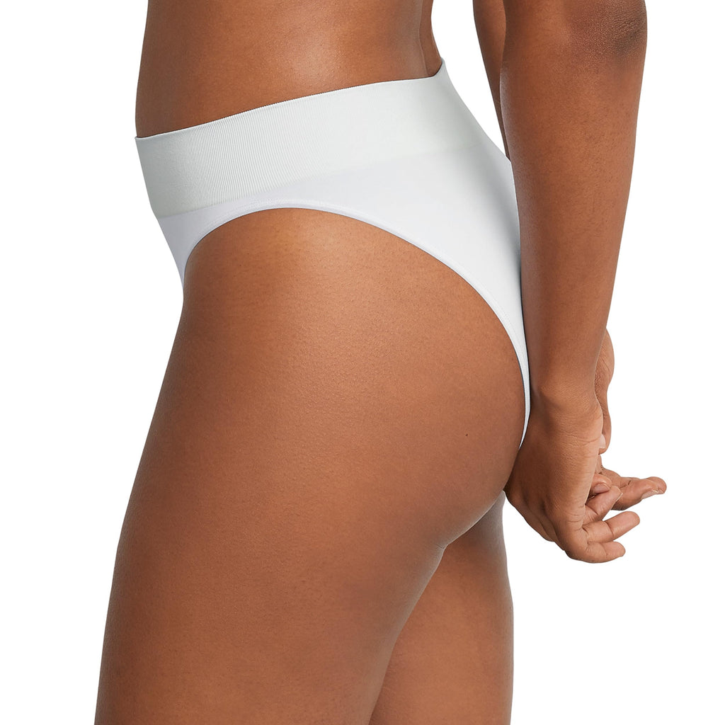Maidenform Womens High Leg Underwear, Seamless High-cut Panties For 3-pack Bikini Style, Sandshell/White/Sandshell, Medium US