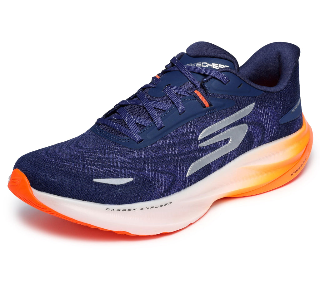Skechers Men's Aero Spark Running Shoe, Navy/Orange, 8.5