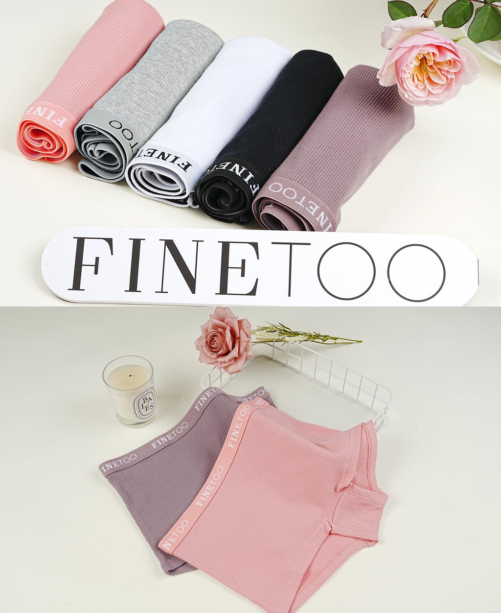FINETOO Boyshort Underwear for Women Cotton Boxer Briefs Full Coverage Ladies BoyShorts Panties 5 Pack
