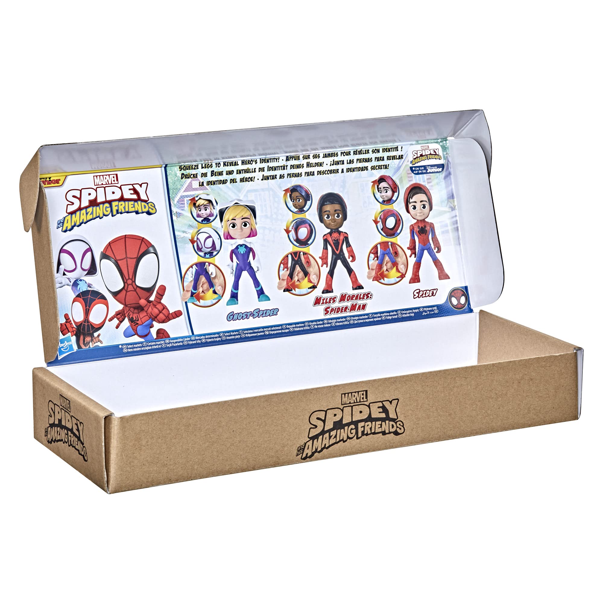 Spidey and his Amazing Friends Marvel Hero Reveal Multipack with Mask-Flip Feature, 4-Inch Action Figure Toys, Kids 3+ (Amazon Exclusive)