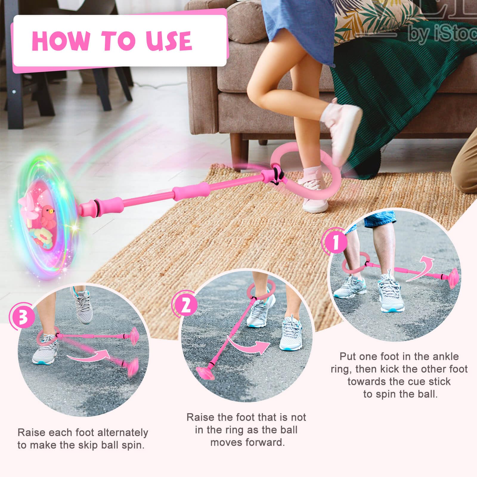 Getatoy Ankle Skip Ball for Kids: Toys for 4-8 Years Old Girls, Skip Ball Toy for Girls, Outdoor Toys Gifts for Kids Ages 8-12 6-8 Skip Toy 8 Year Old Girl Birthday Gift